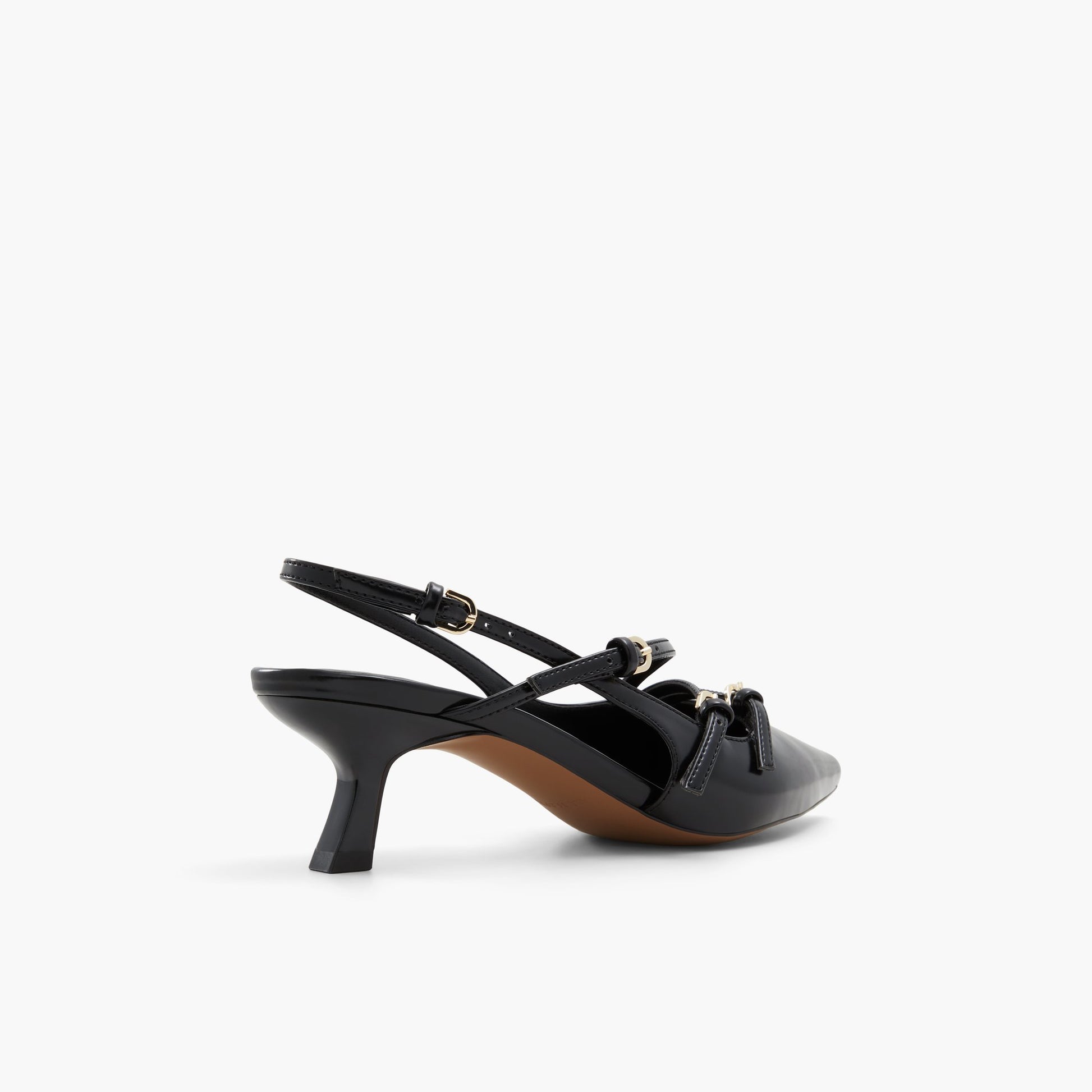 Three-quarter angle of Black Reginna Slingback Kitten Heels's back side