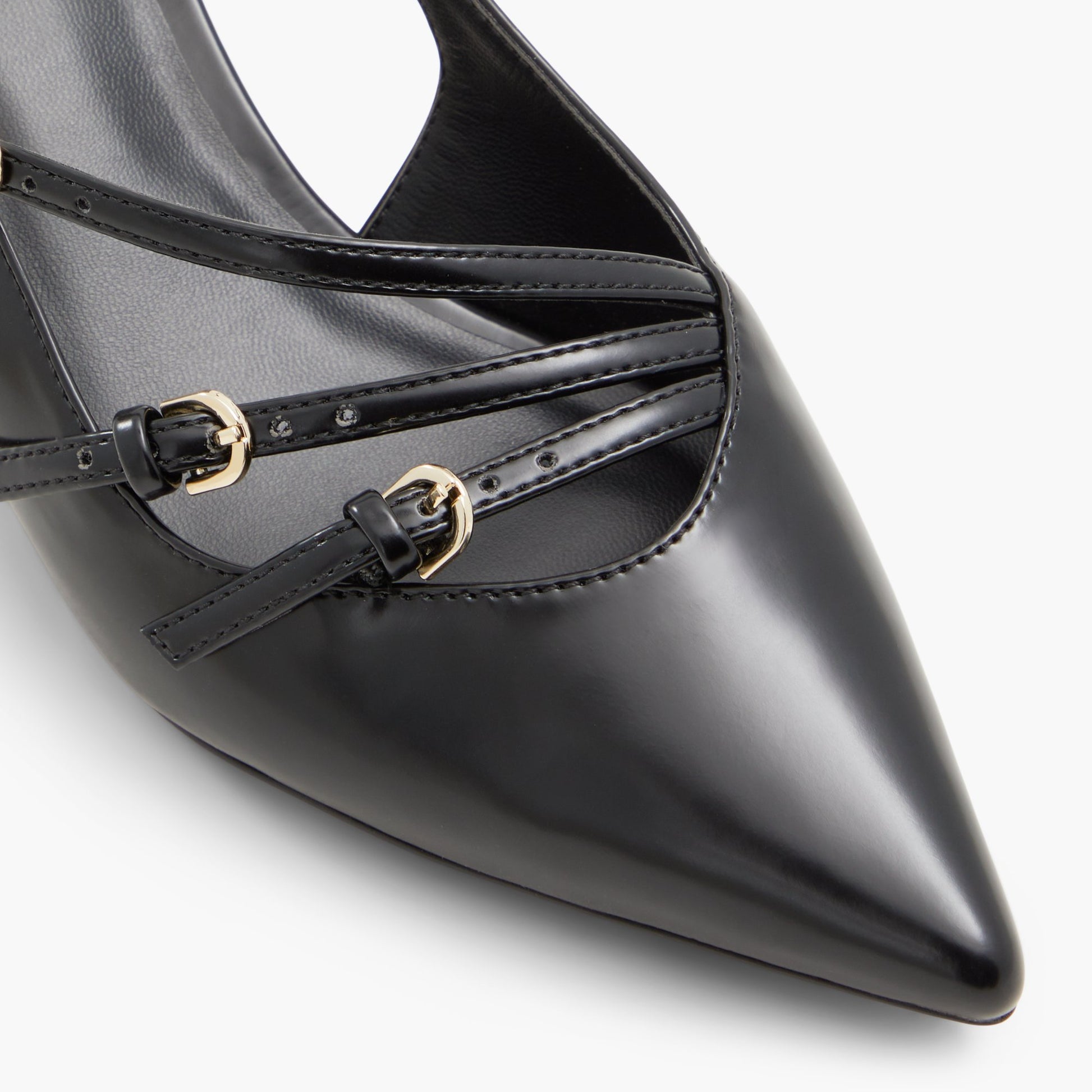 Close-up of the Black Reginna Slingback Kitten Heels