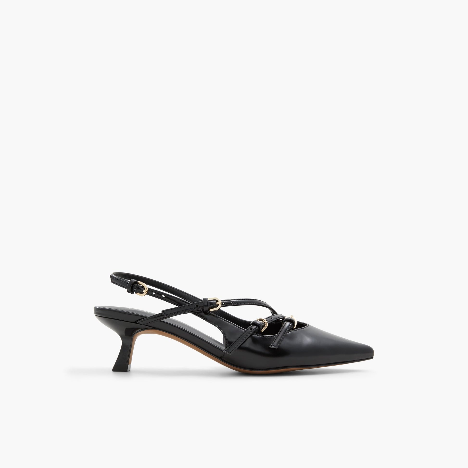 Main View of Black Reginna Slingback Kitten Heels for Womens
