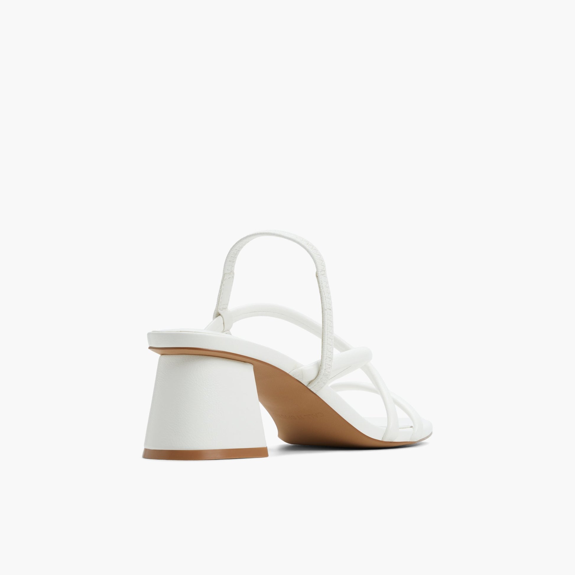 Three-quarter angle of White Kiira Strappy Block Heel Sandals's back side