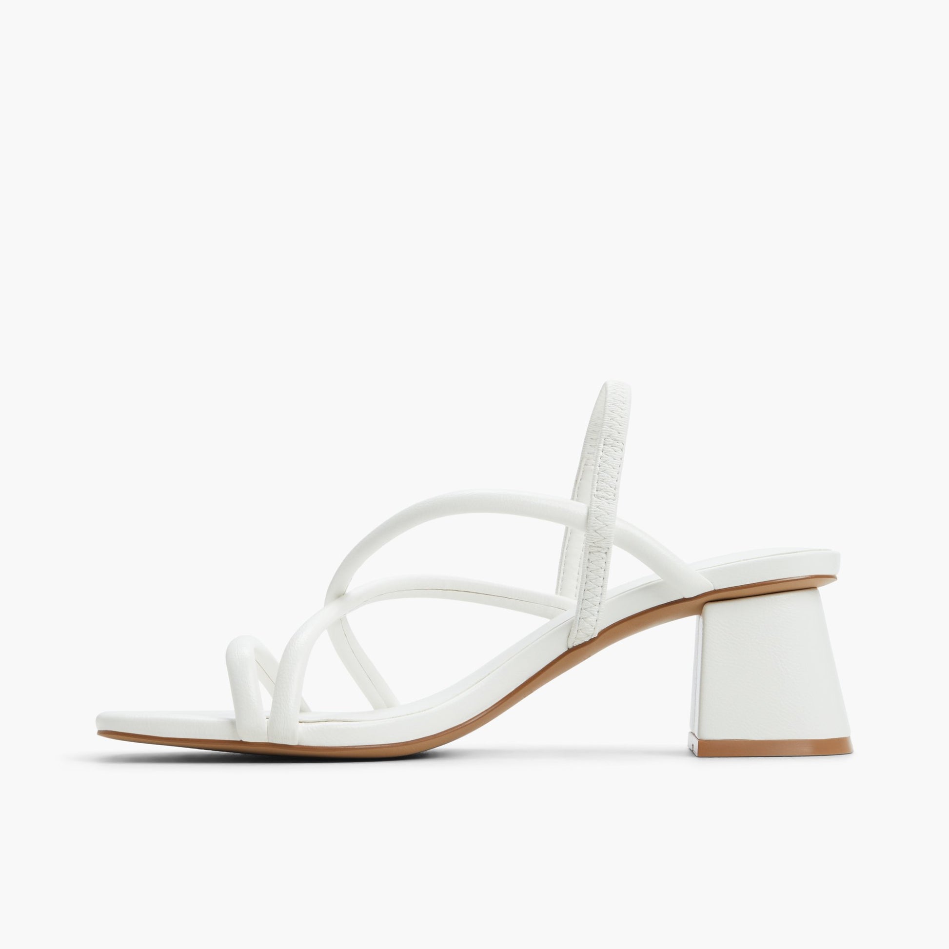Side view of White Kiira Strappy Block Heel Sandals
