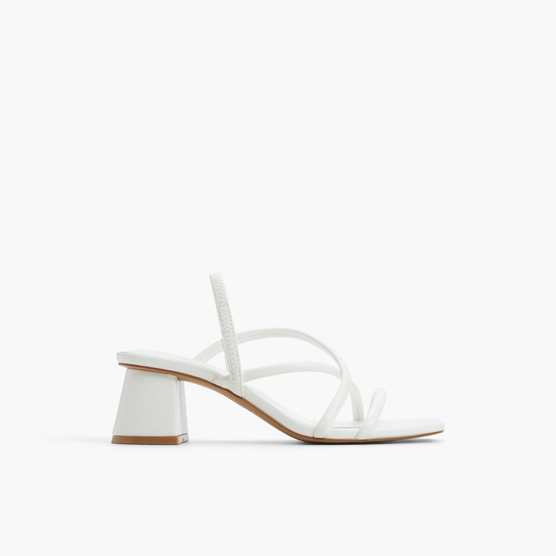 Main View of White Kiira Strappy Block Heel Sandals for Womens