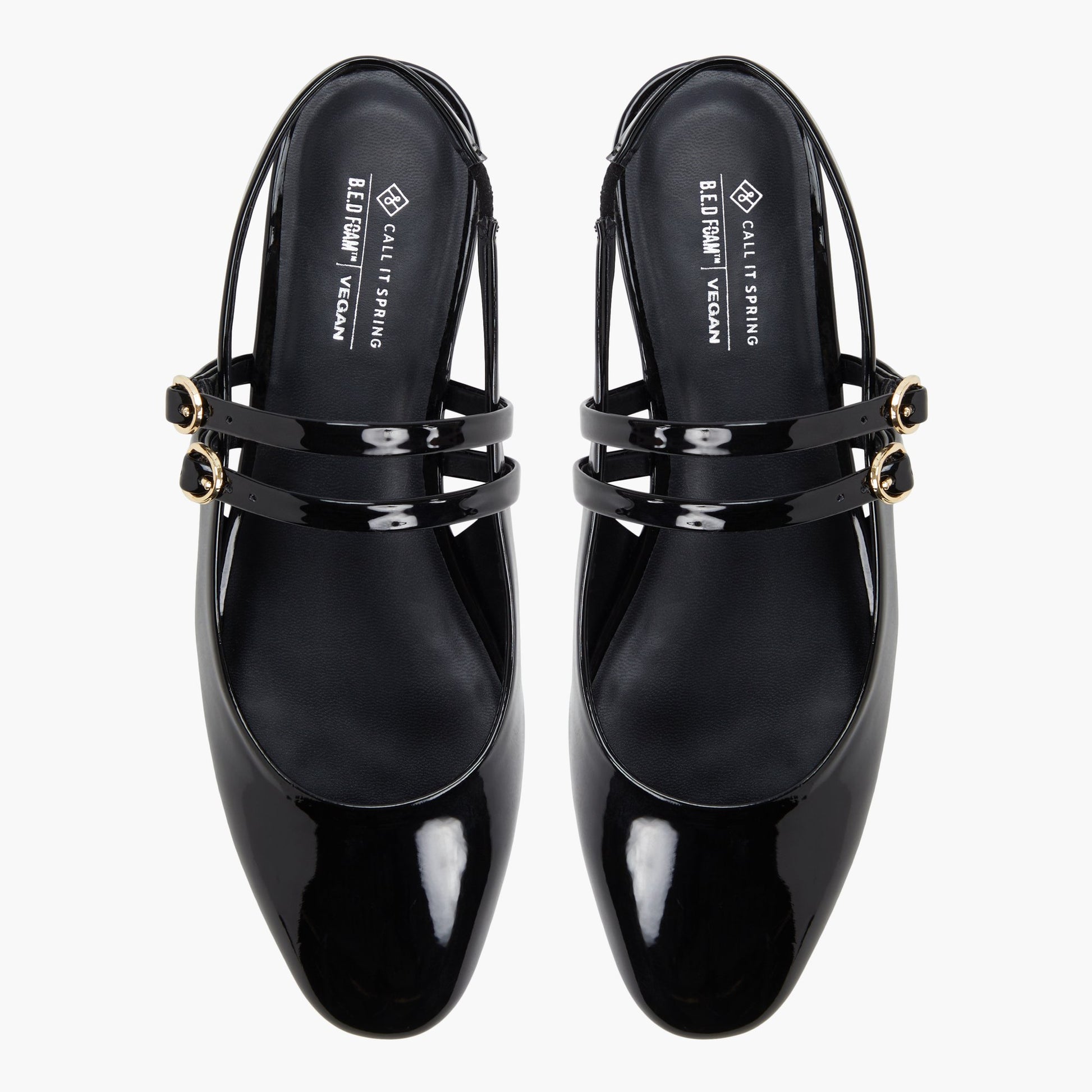 Top-down view of the Black Luucia Slingback Mary Janes