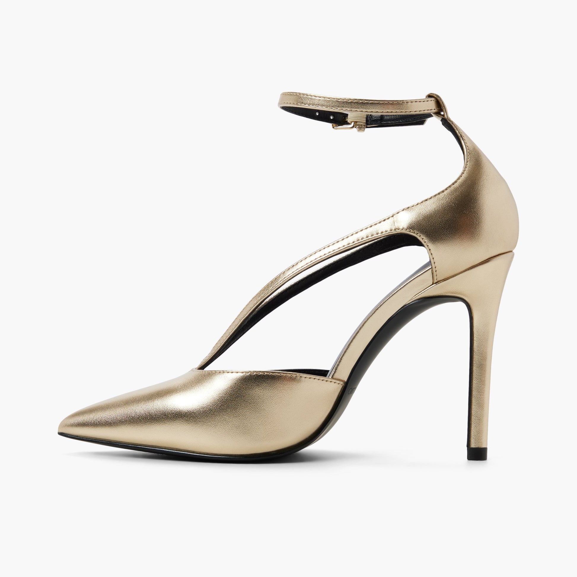 Side view of Gold Vittoriaa Strappy High-Heeled Sandals
