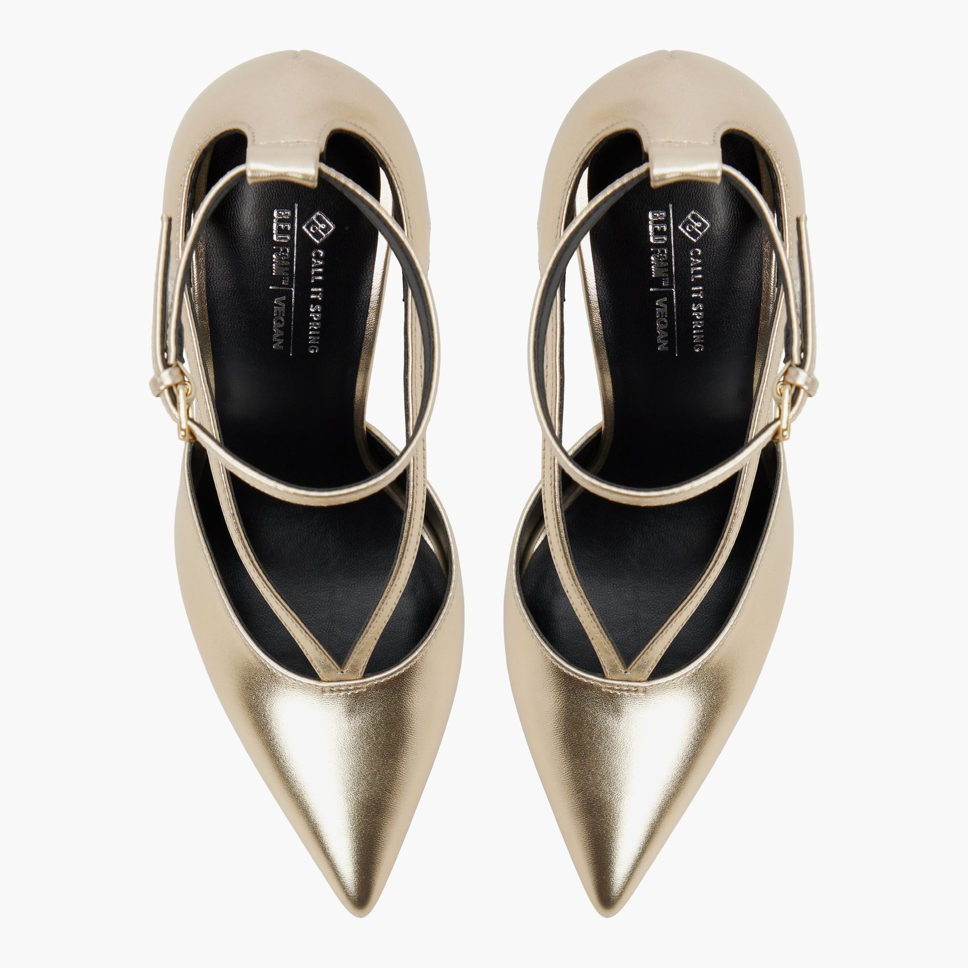 Top-down view of the Gold Vittoriaa Strappy High-Heeled Sandals