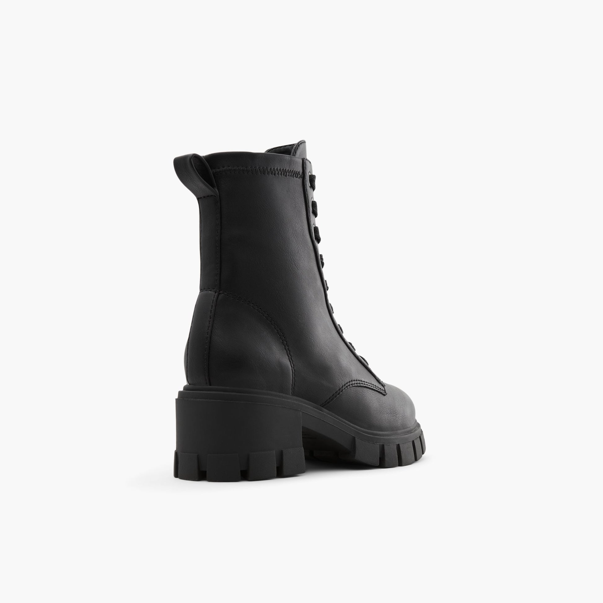 Three-quarter angle of Black Robynn Heeled booties's back side