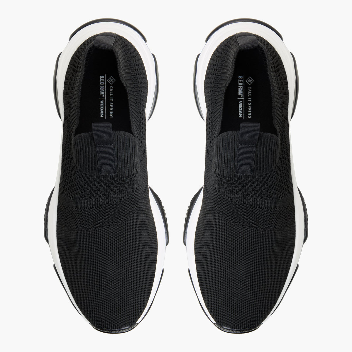 Top-down view of the Black Flexx Chunky sneakers