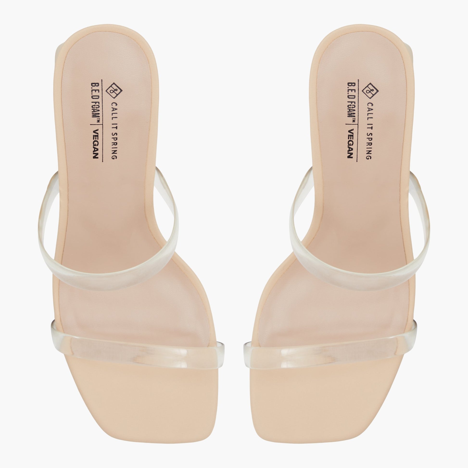 Top-down view of the Other beige Kaiaa Mid Heel Mule Sandals