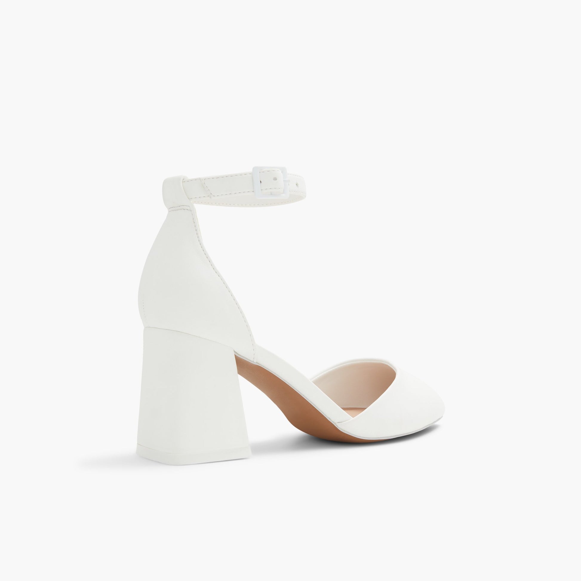 Three-quarter angle of White Daliaa Mid heels's back side