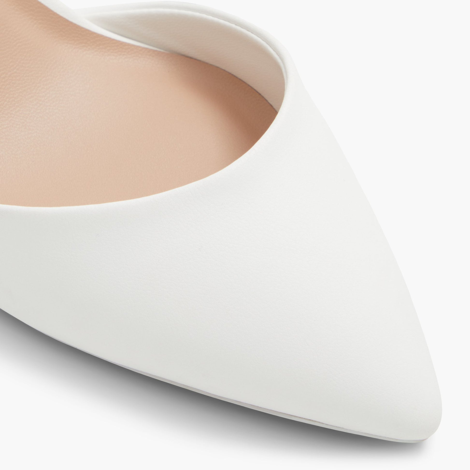 Close-up of the White Daliaa Mid heels