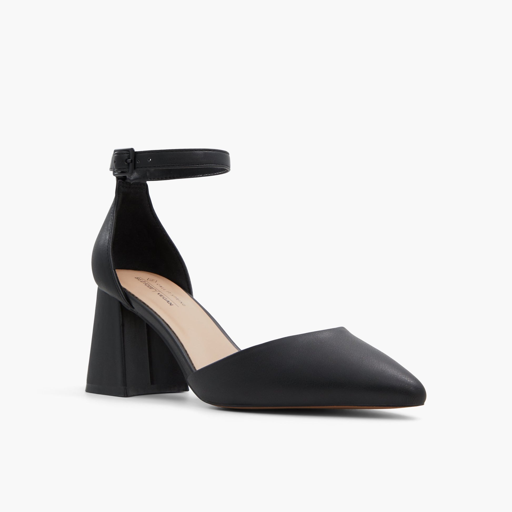 Three-quarter angle of Black Daliaa Mid heels's front side