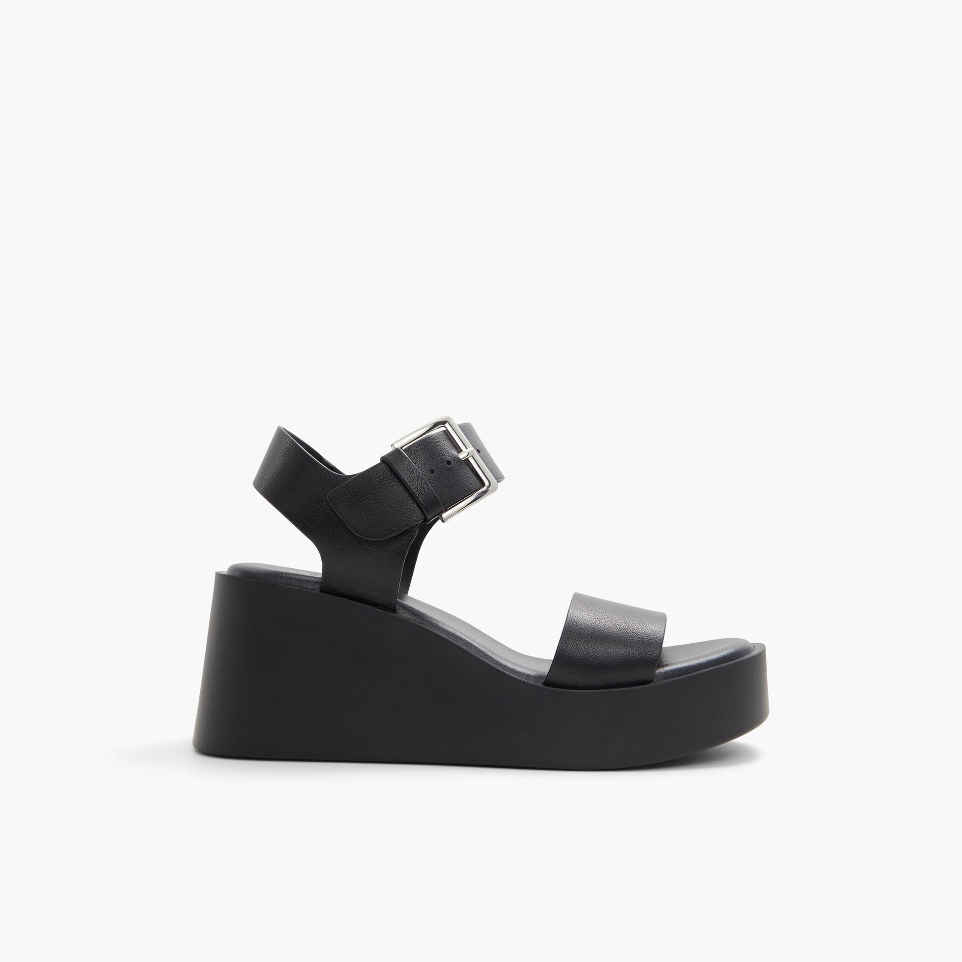 Main View of Open Black Merisa Mid heel platform sandals for Womens