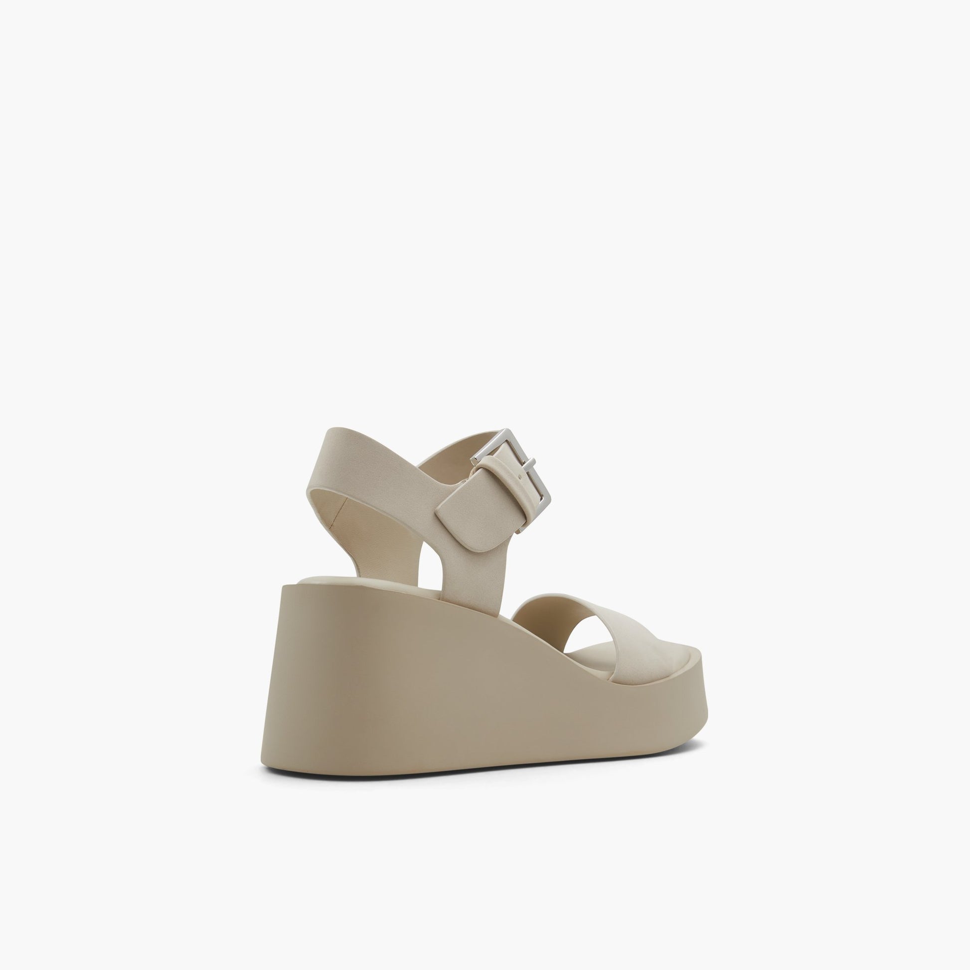 Three-quarter angle of Light Grey Merisa Mid heel platform sandals's back side
