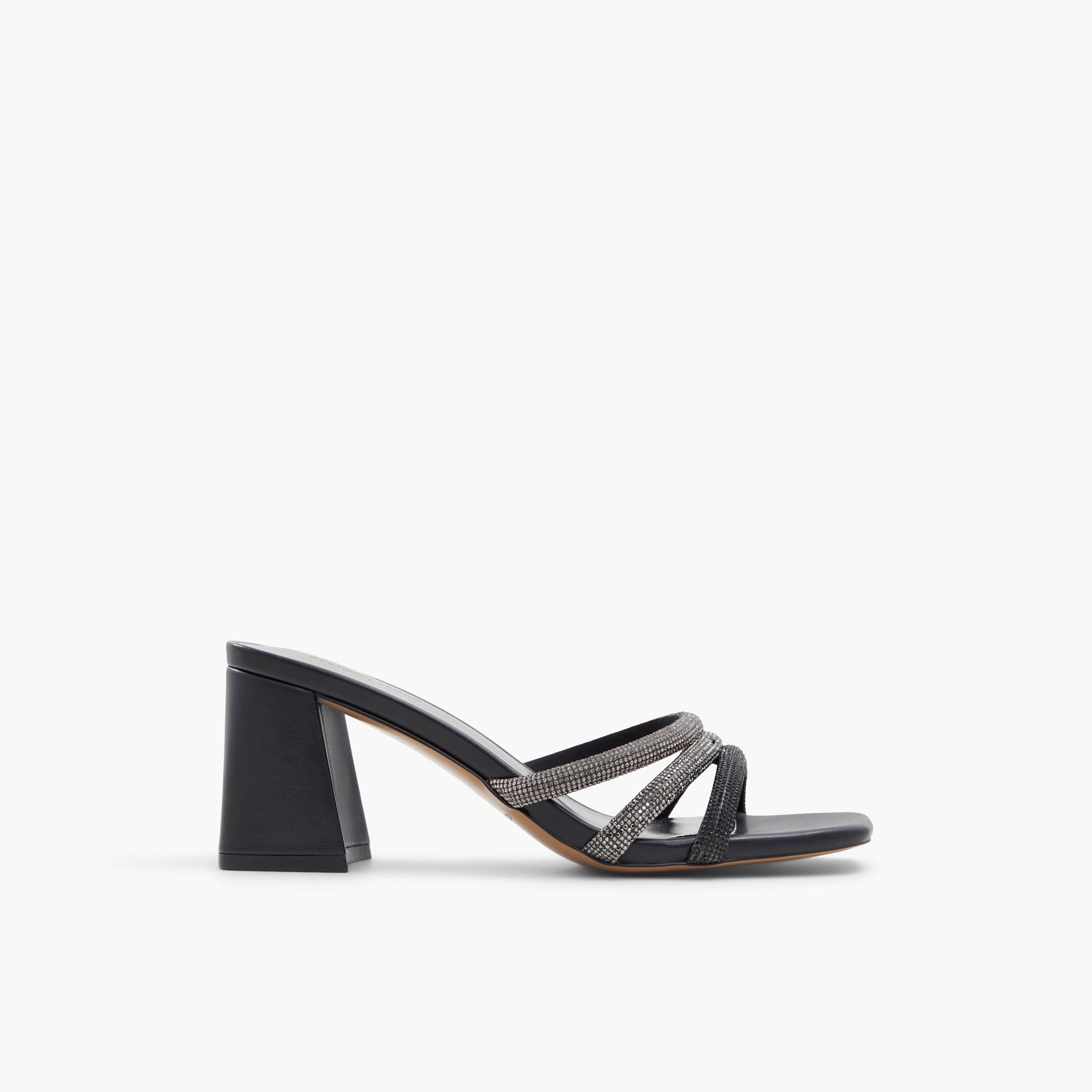 Main View of Black Crown Mid heel mule sandals for Womens