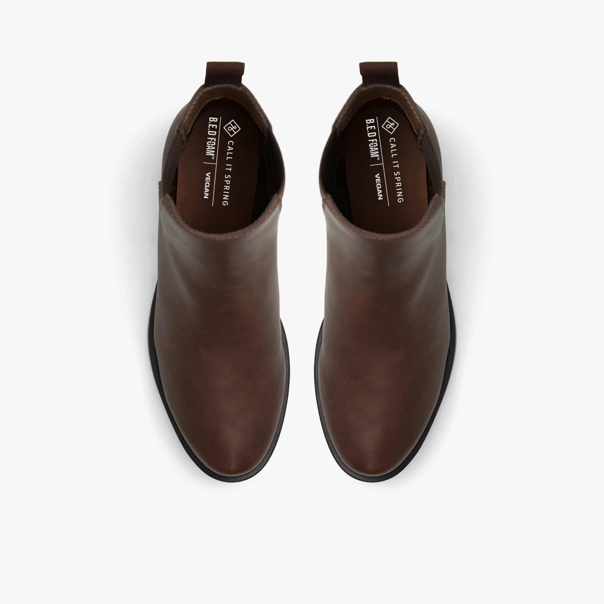 Top-down view of the Dark Brown Aila Chelsea booties