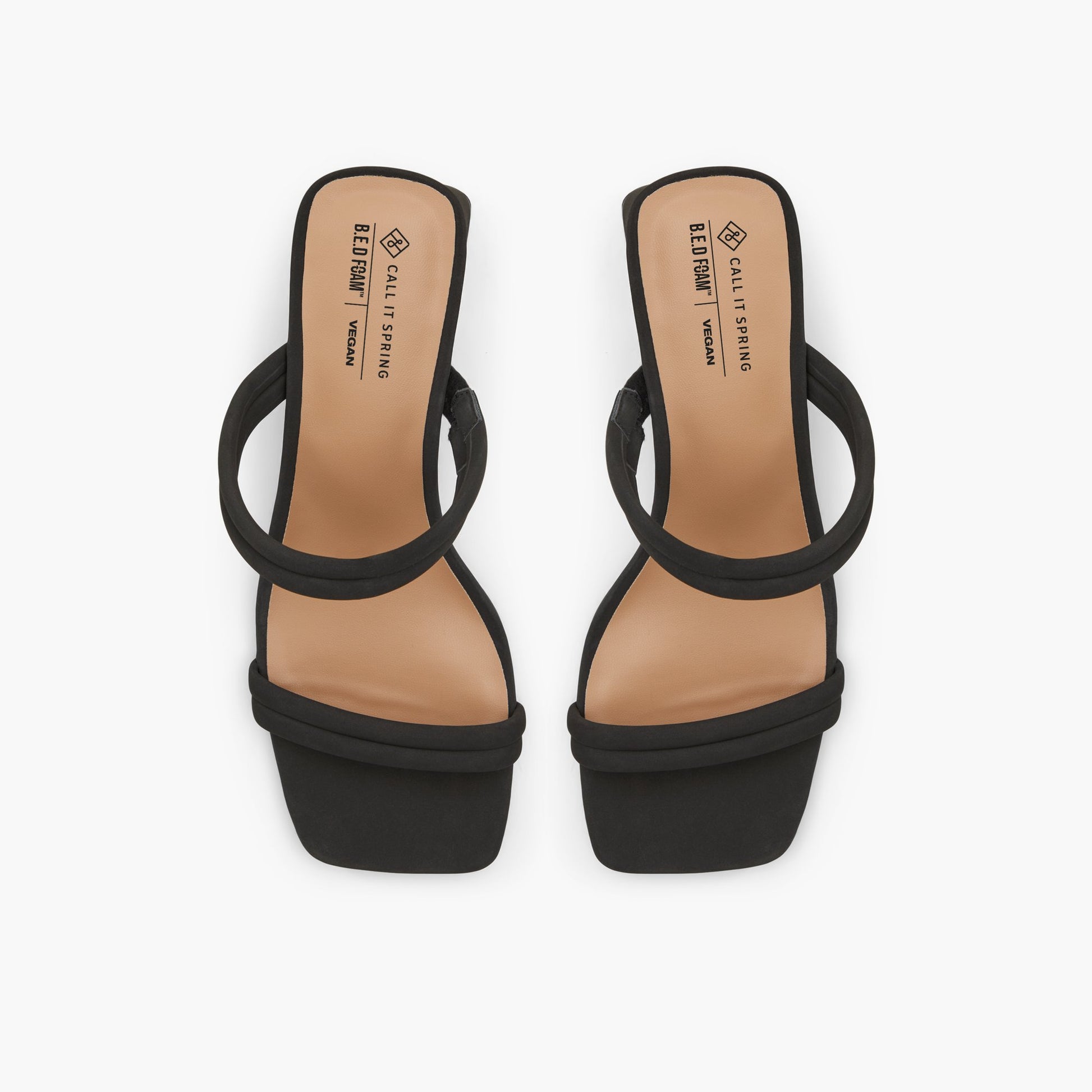 Top-down view of the Black Keelay Low heel mule sandals