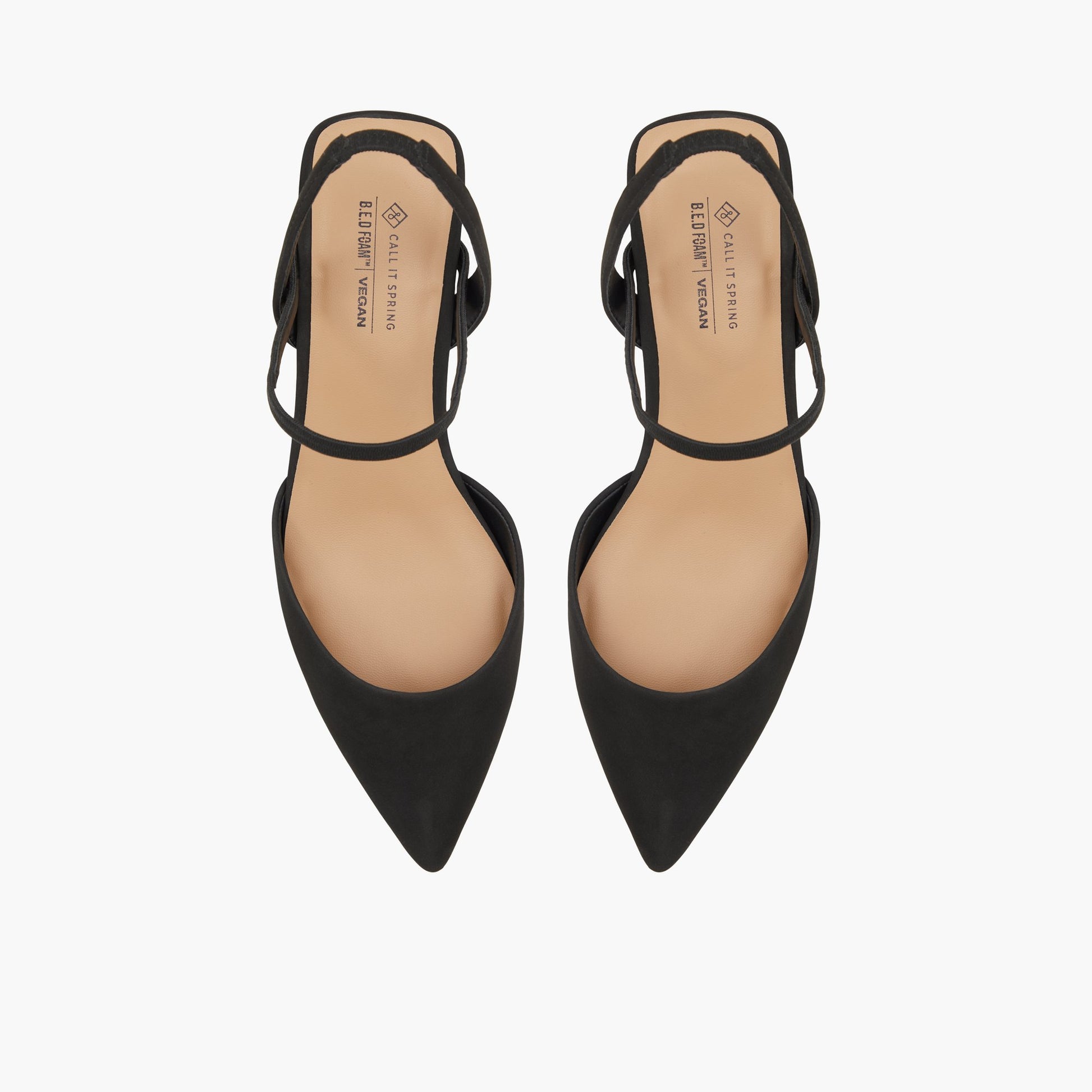 Top-down view of the Black Breena Mid heels