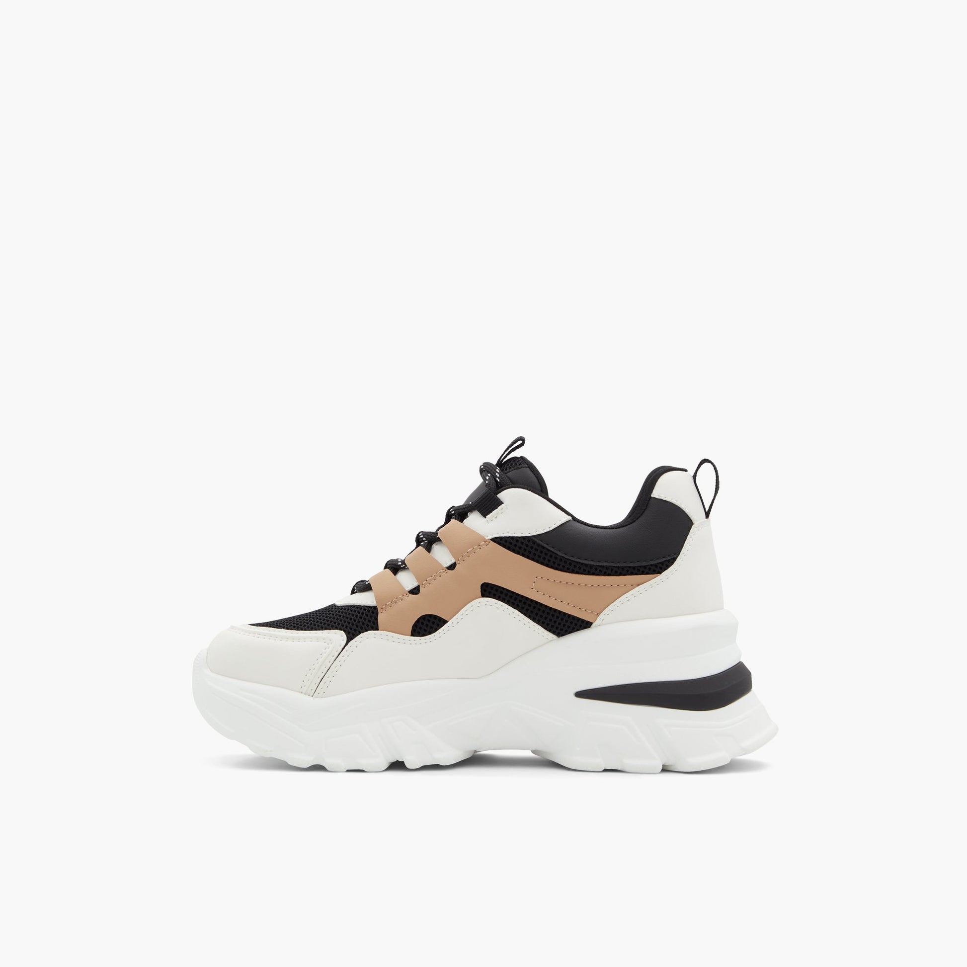 Side view of Black Multi Jennaa Chunky low top sneakers