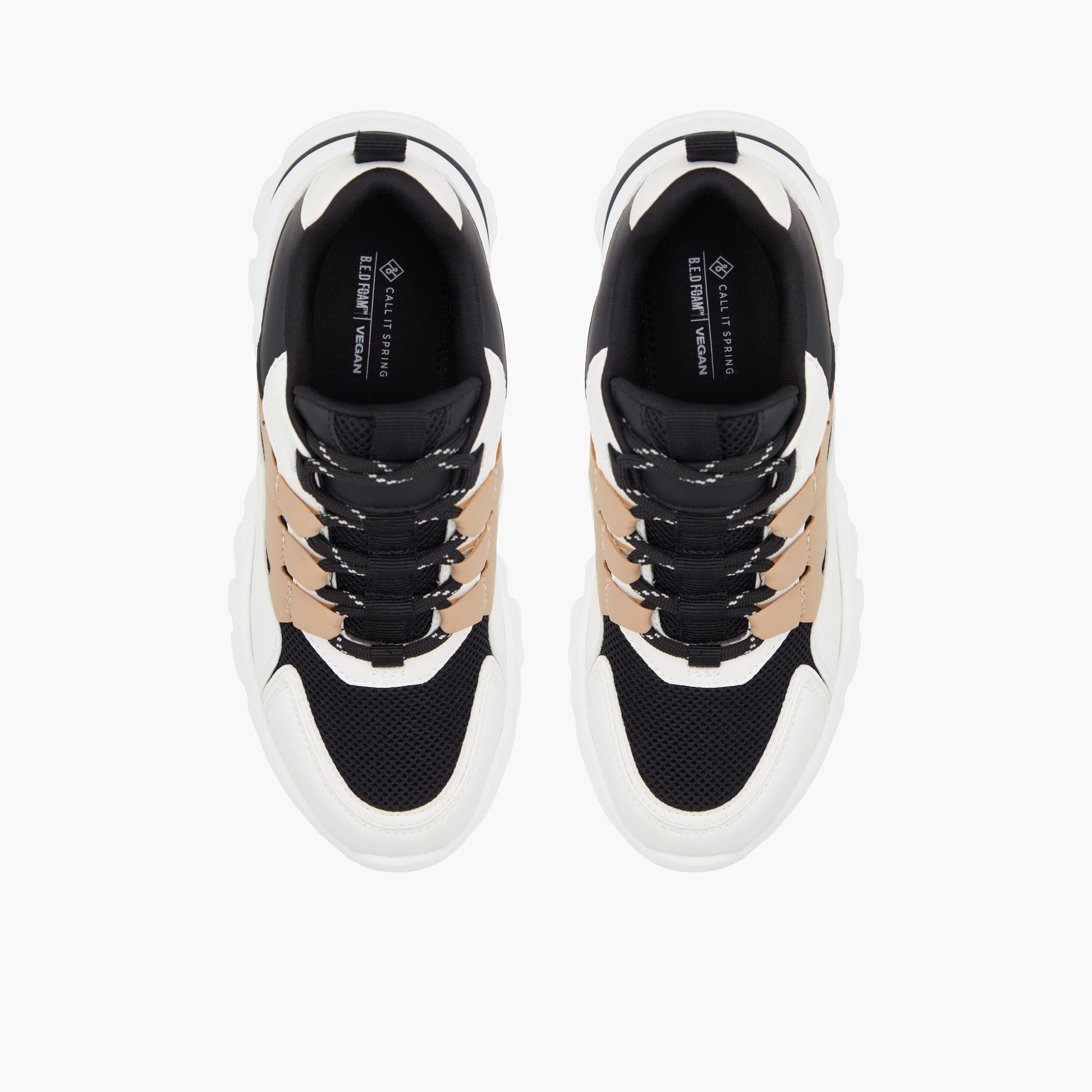 Top-down view of the Black Multi Jennaa Chunky low top sneakers
