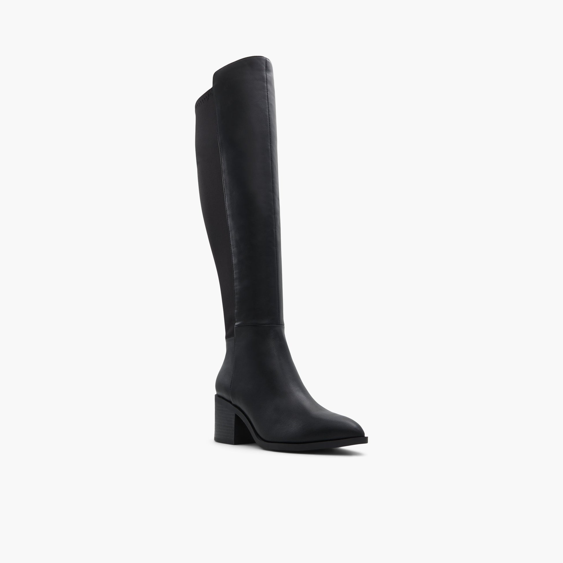 Three-quarter angle of Black Oliviette Over The Knee Boots's front side