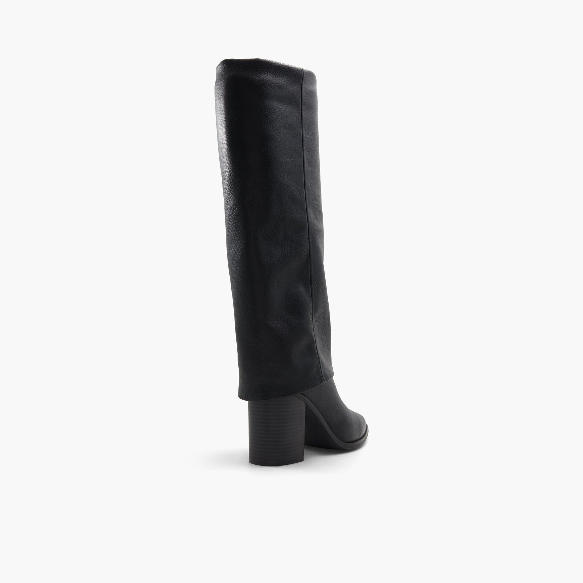 Three-quarter angle of Black Kayden Heeled knee high boots's back side