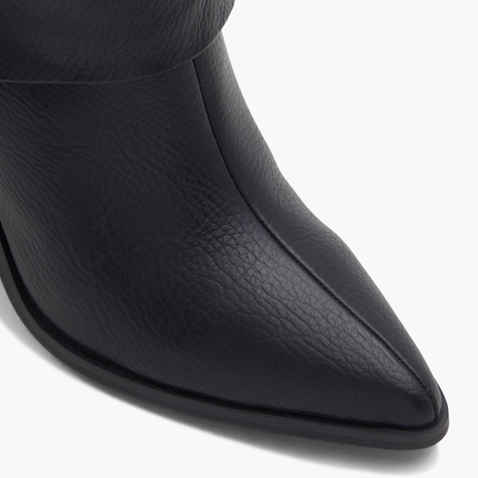 Close-up of the Black Kayden Heeled knee high boots