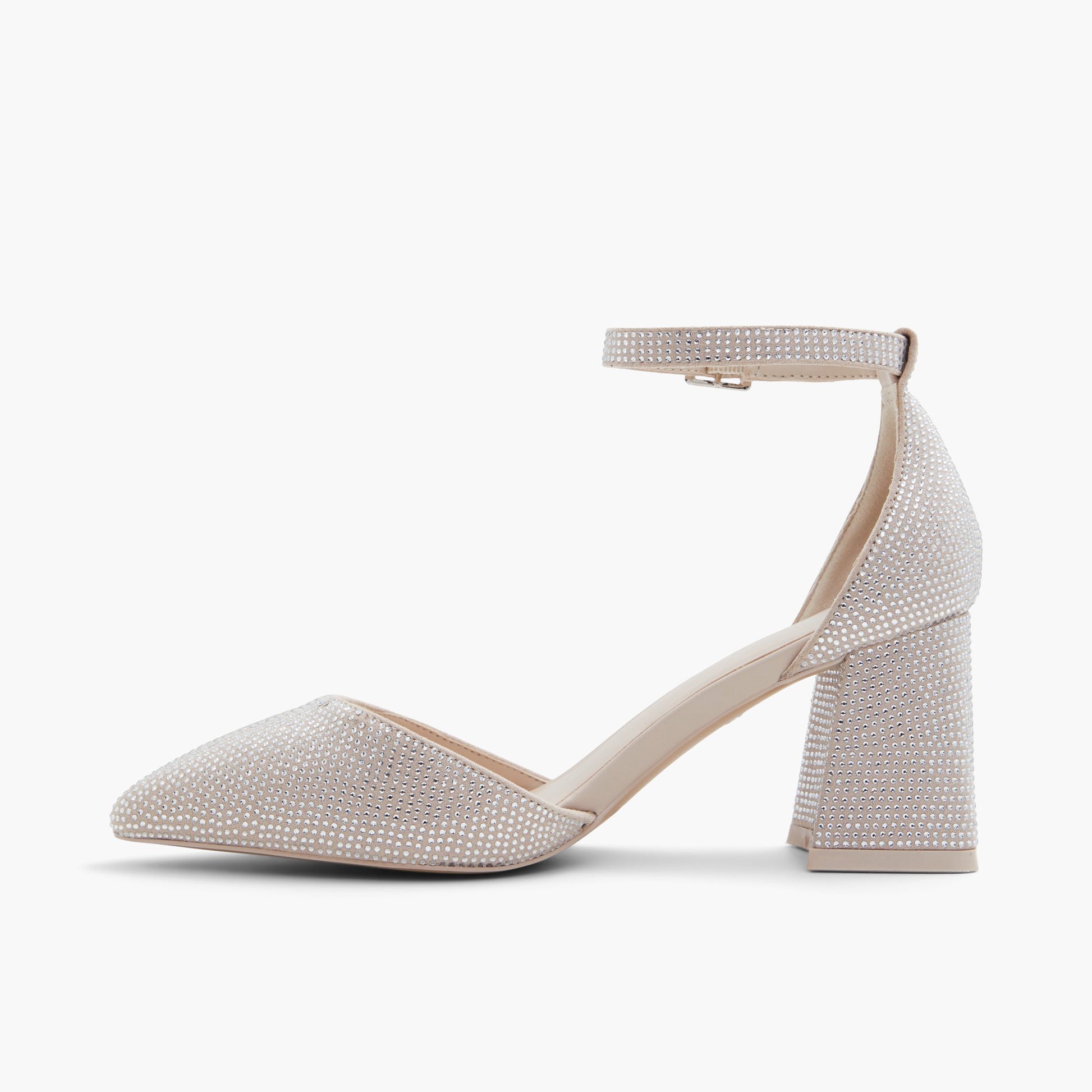 Side view of Silver Daliaa Mid heels