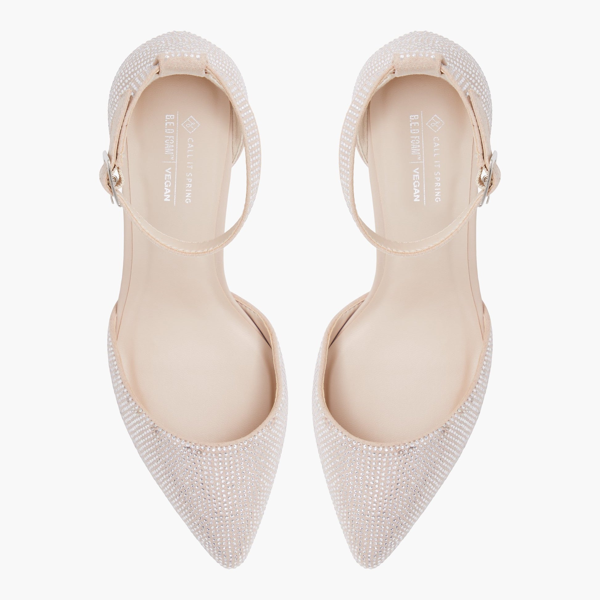 Top-down view of the Silver Daliaa Mid heels