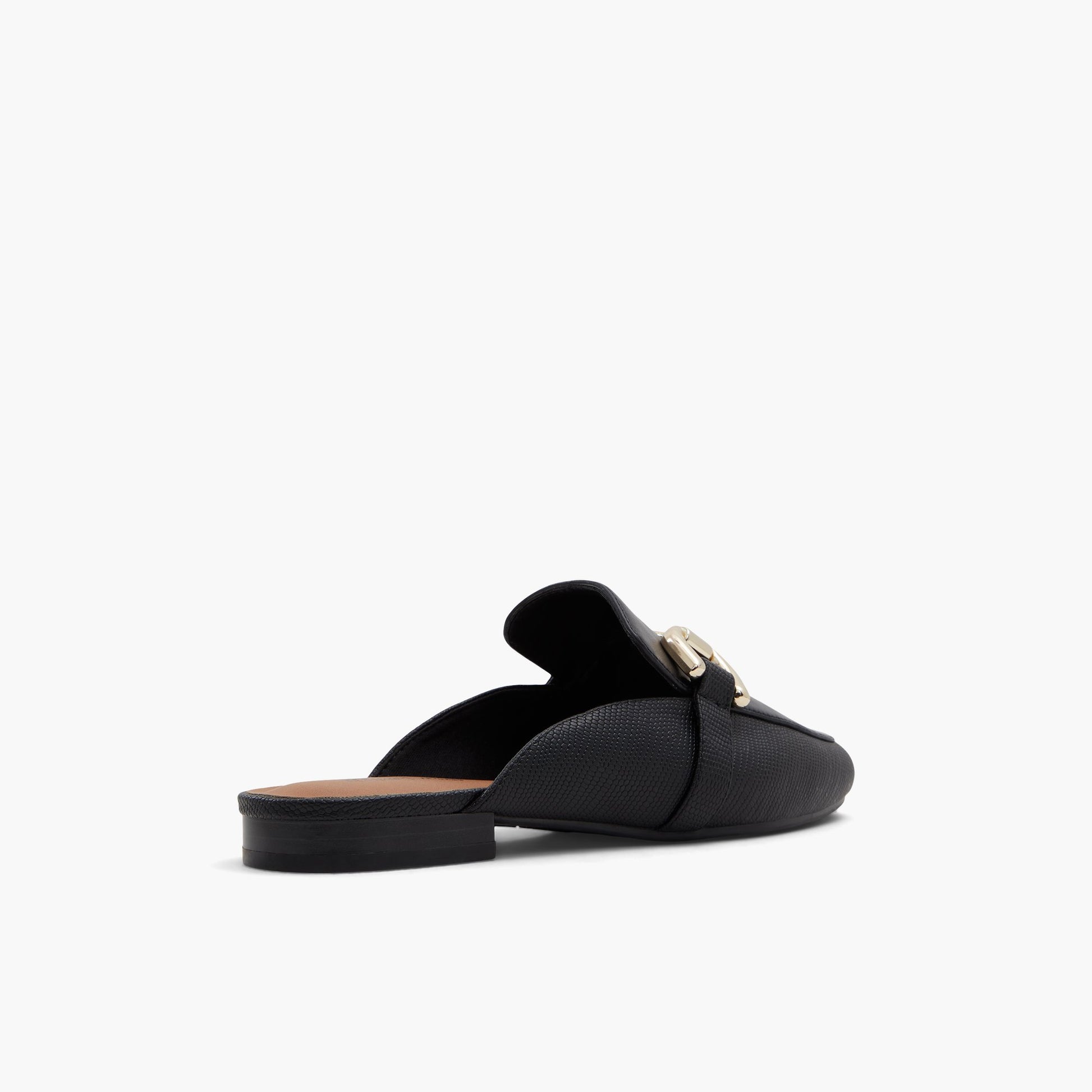 Three-quarter angle of Black Alizee Mules loafers's back side