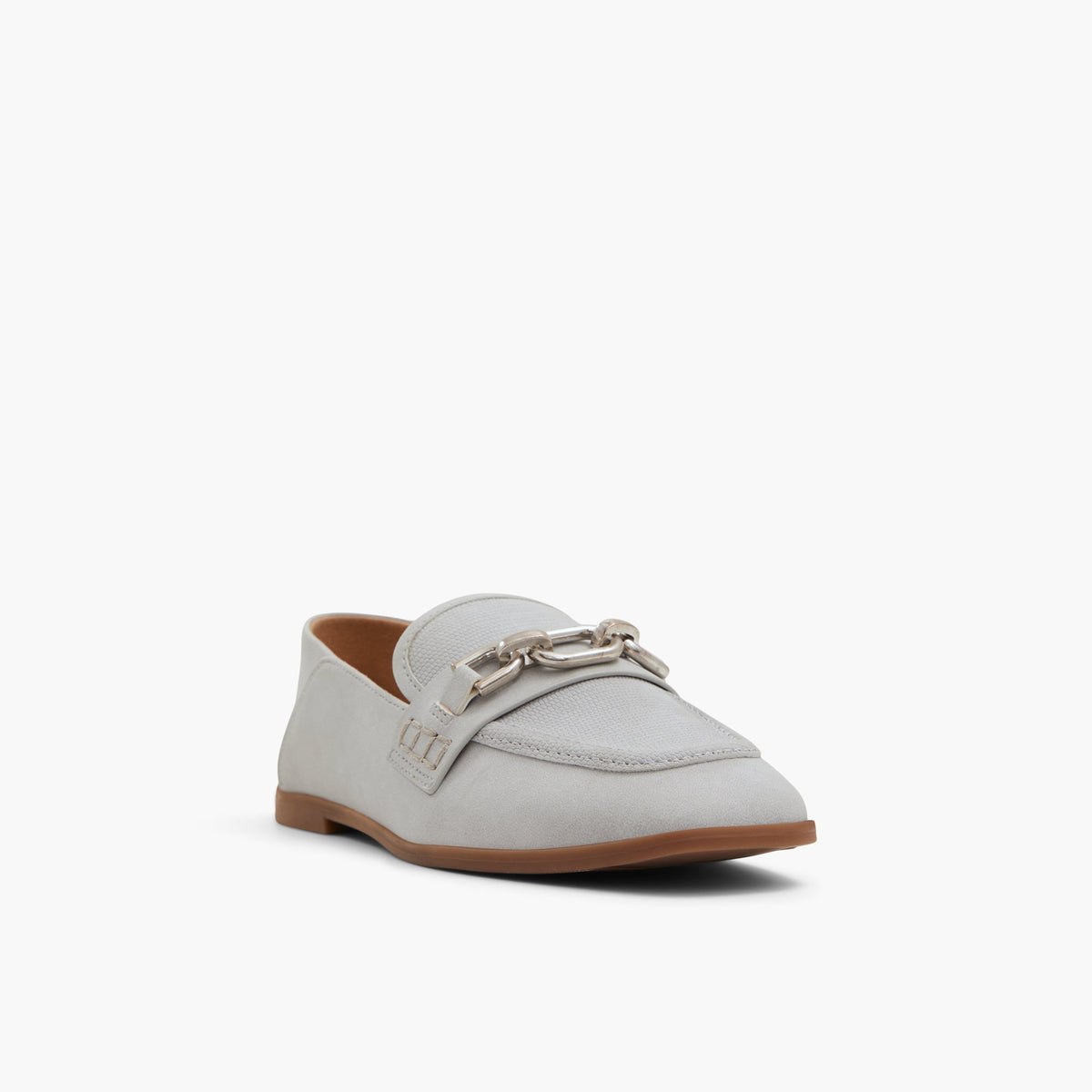 Three-quarter angle of Light Blue Graceyy Penny loafers's front side
