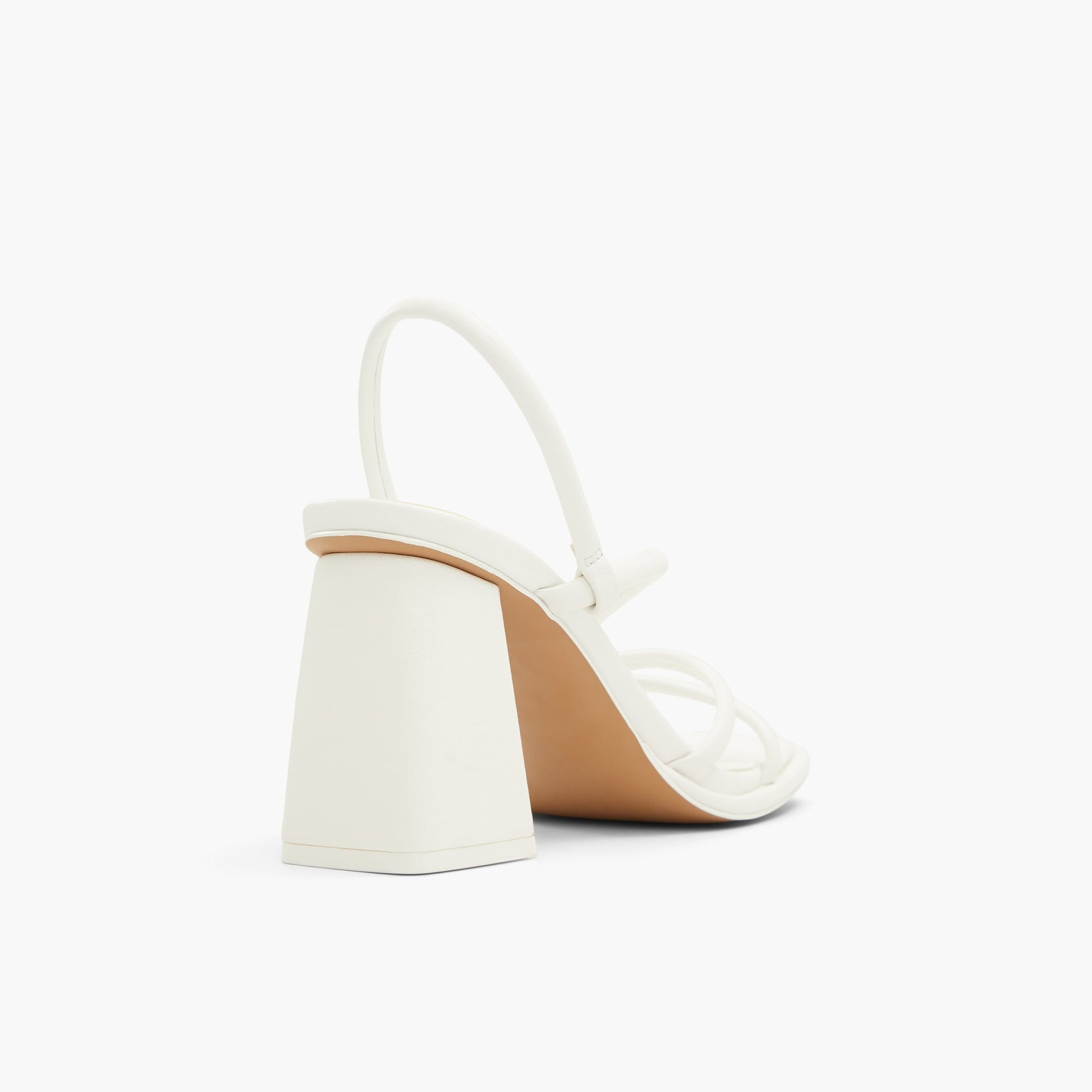 Three-quarter angle of Open White Luxe High heel sandals's back side