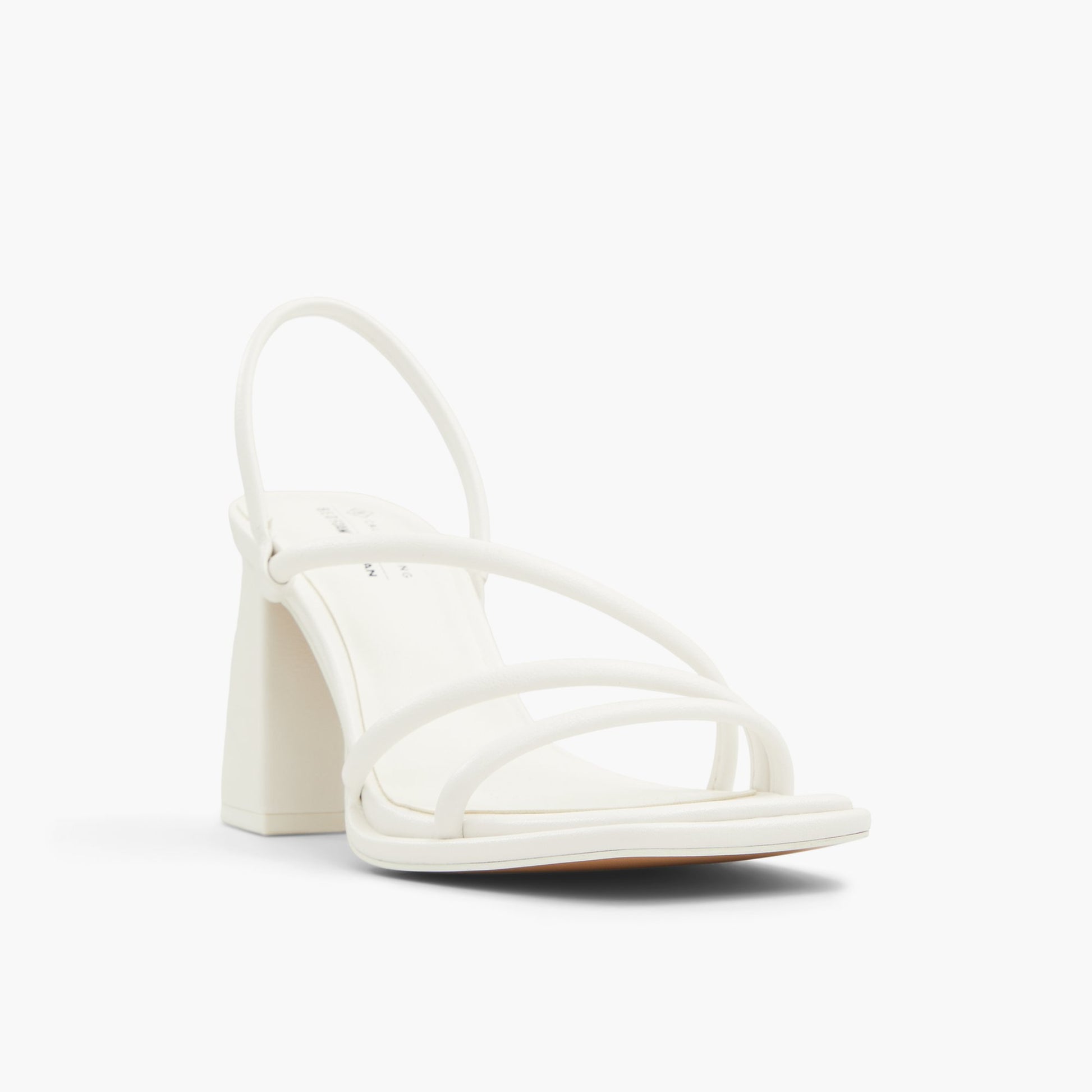Three-quarter angle of Open White Luxe High heel sandals's front side