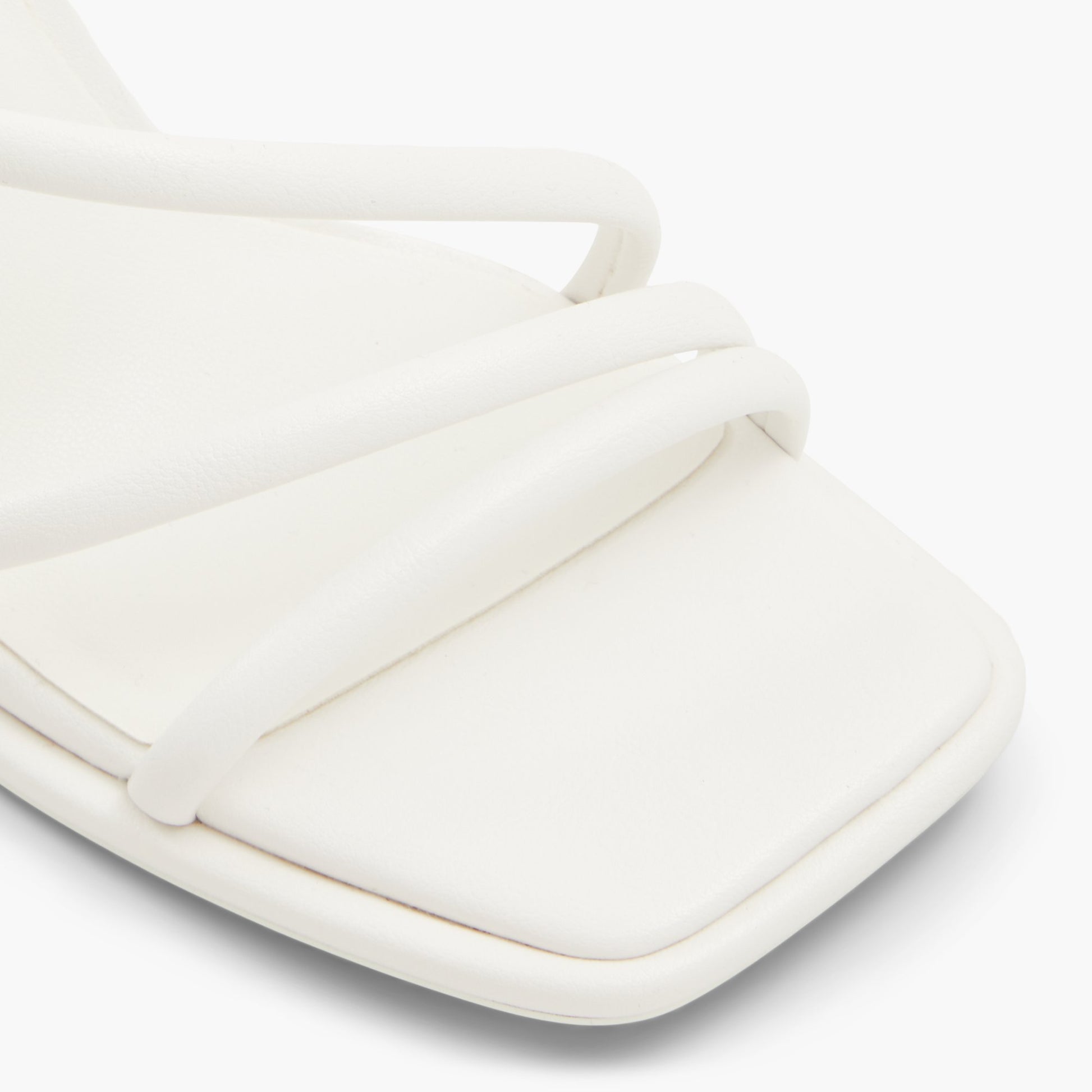 Close-up of the Open White Luxe High heel sandals