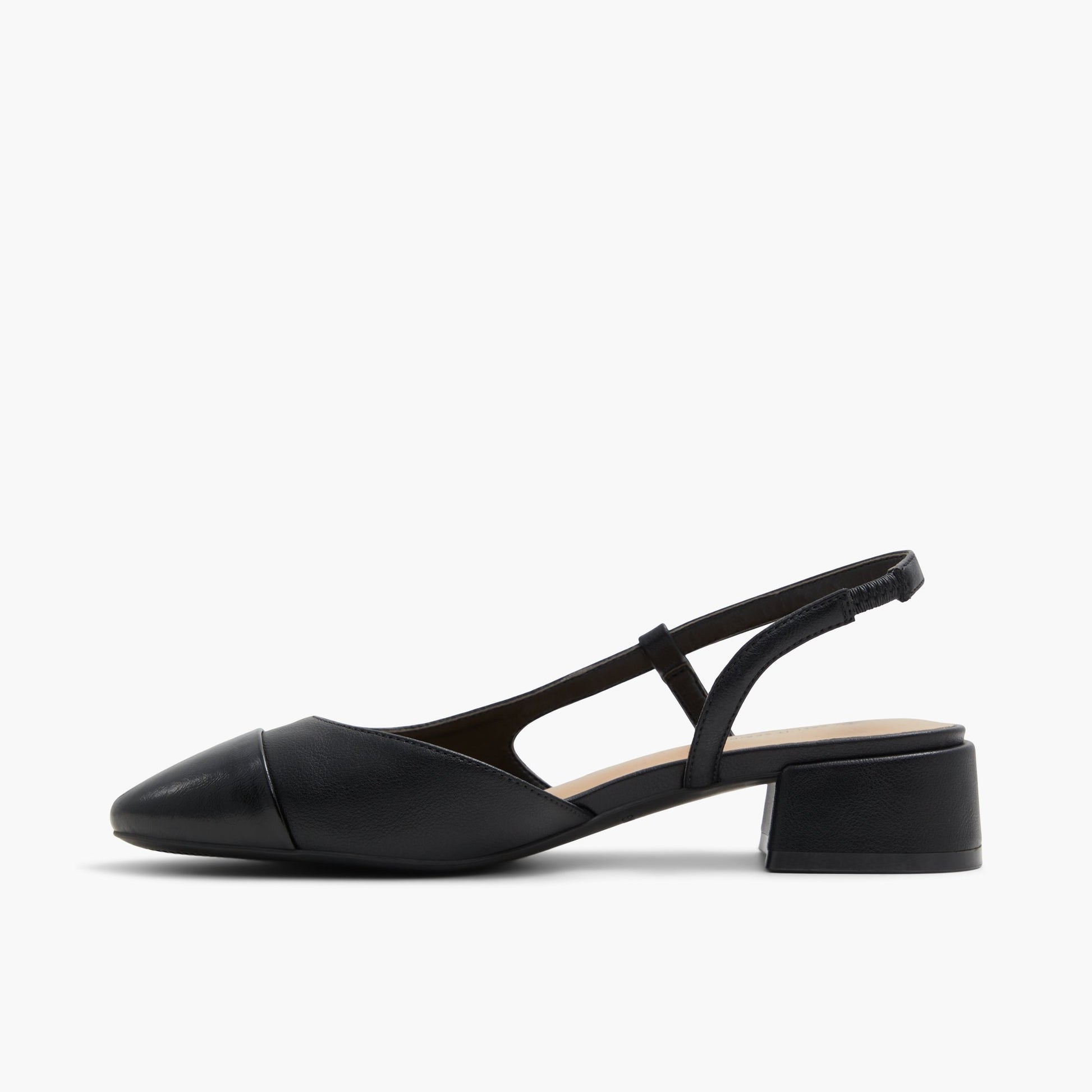 Side view of Black Sofiia Low heel pumps