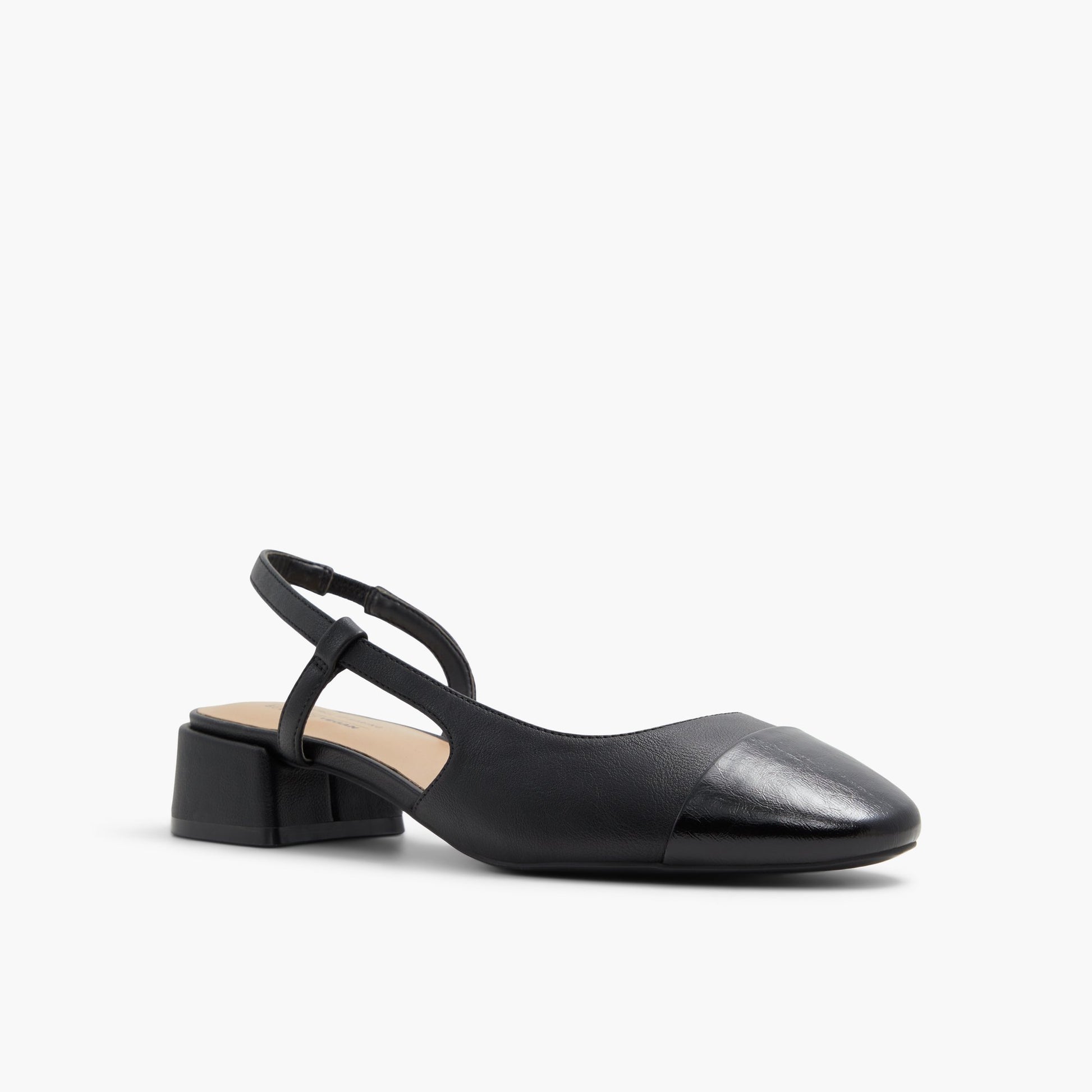 Three-quarter angle of Black Sofiia Low heel pumps's front side