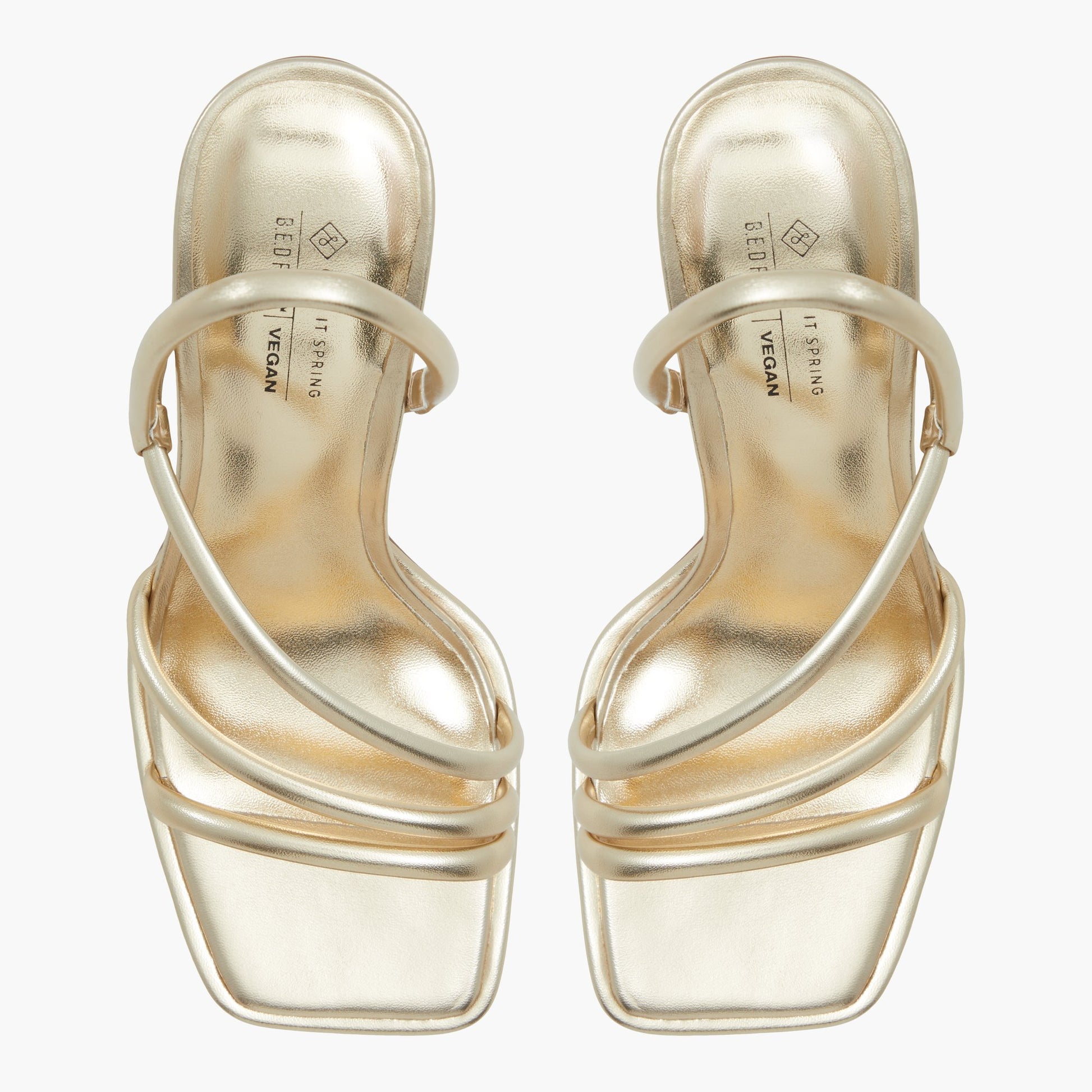 Top-down view of the Gold Luxe High heel sandals