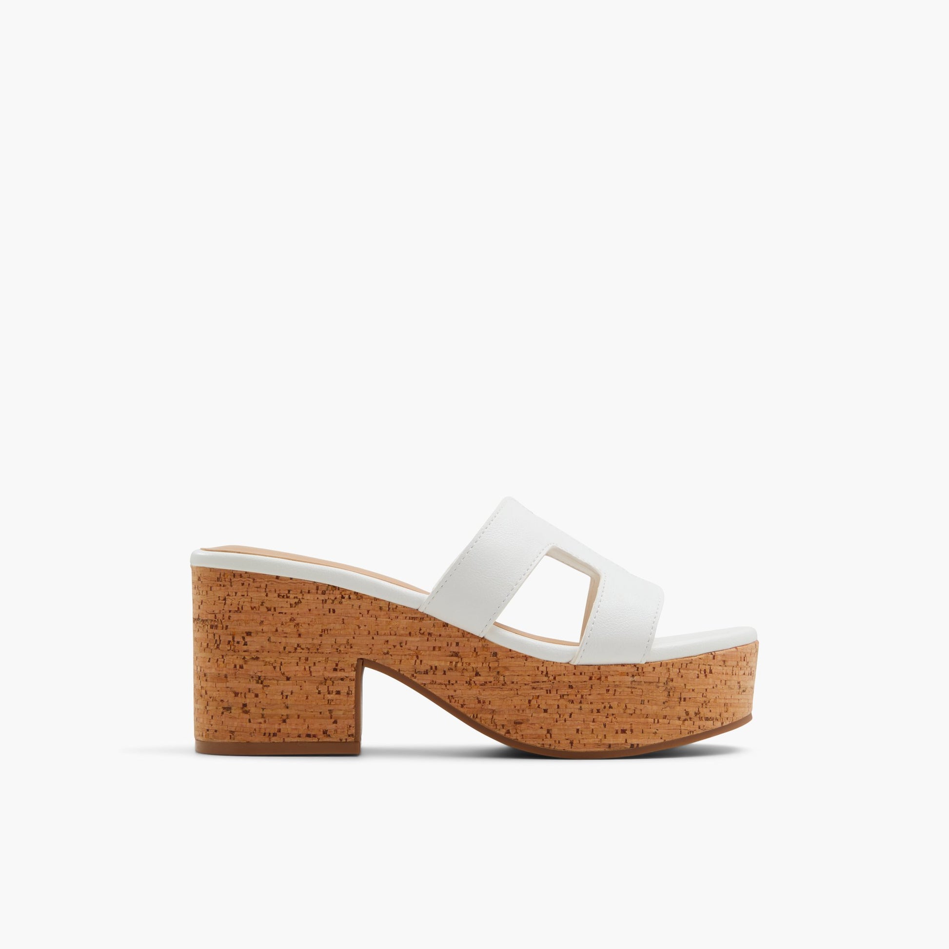 Main View of White Halerria High heel platform mule sandals for Womens