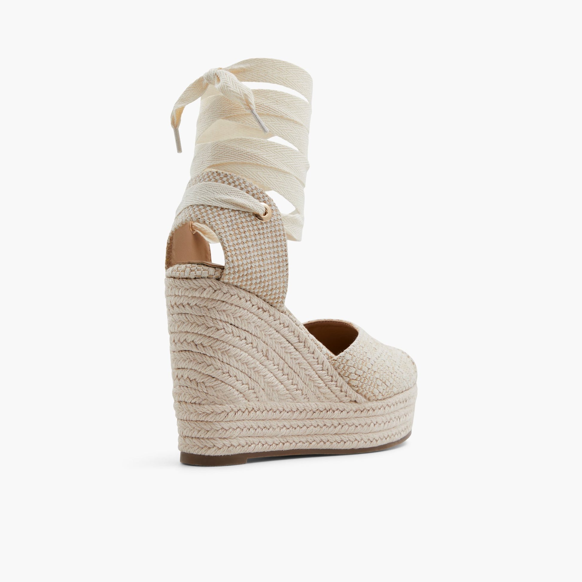 Three-quarter angle of Open Natural Goldiie High heel platform pumps's back side