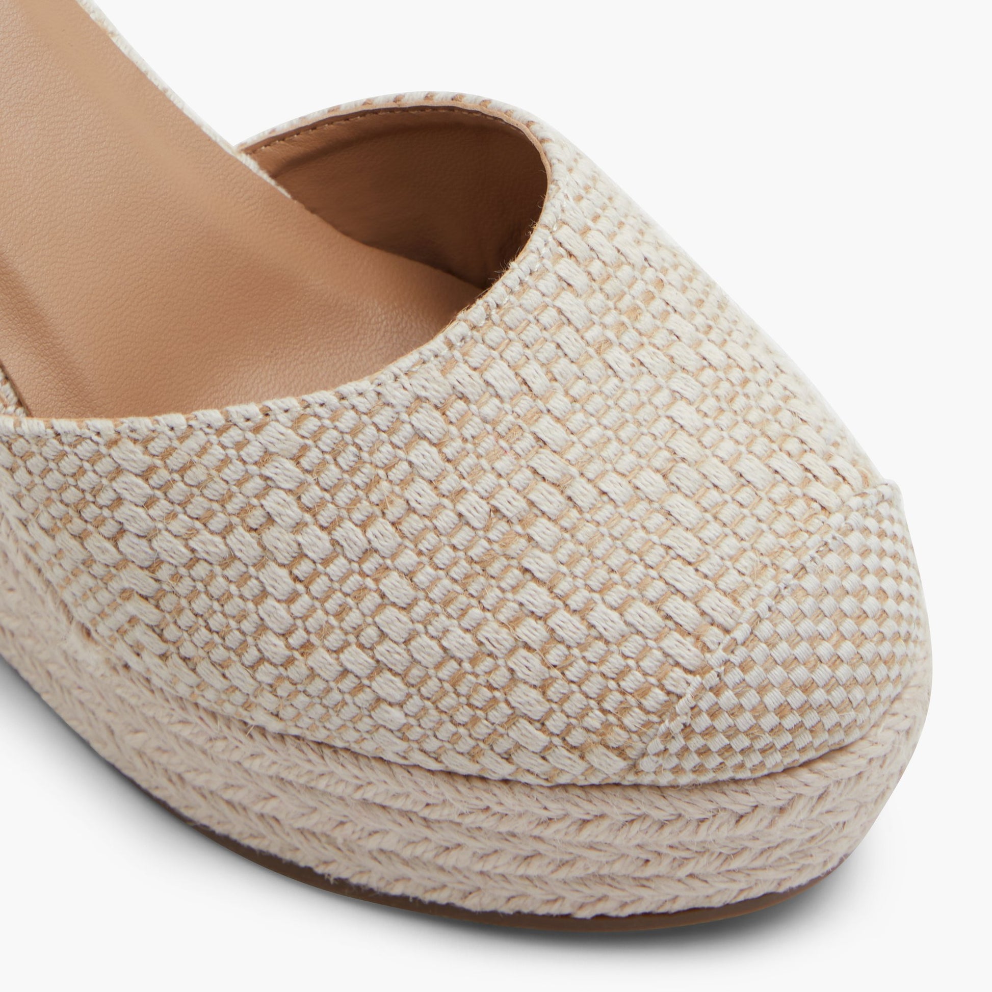 Close-up of the Open Natural Goldiie High heel platform pumps