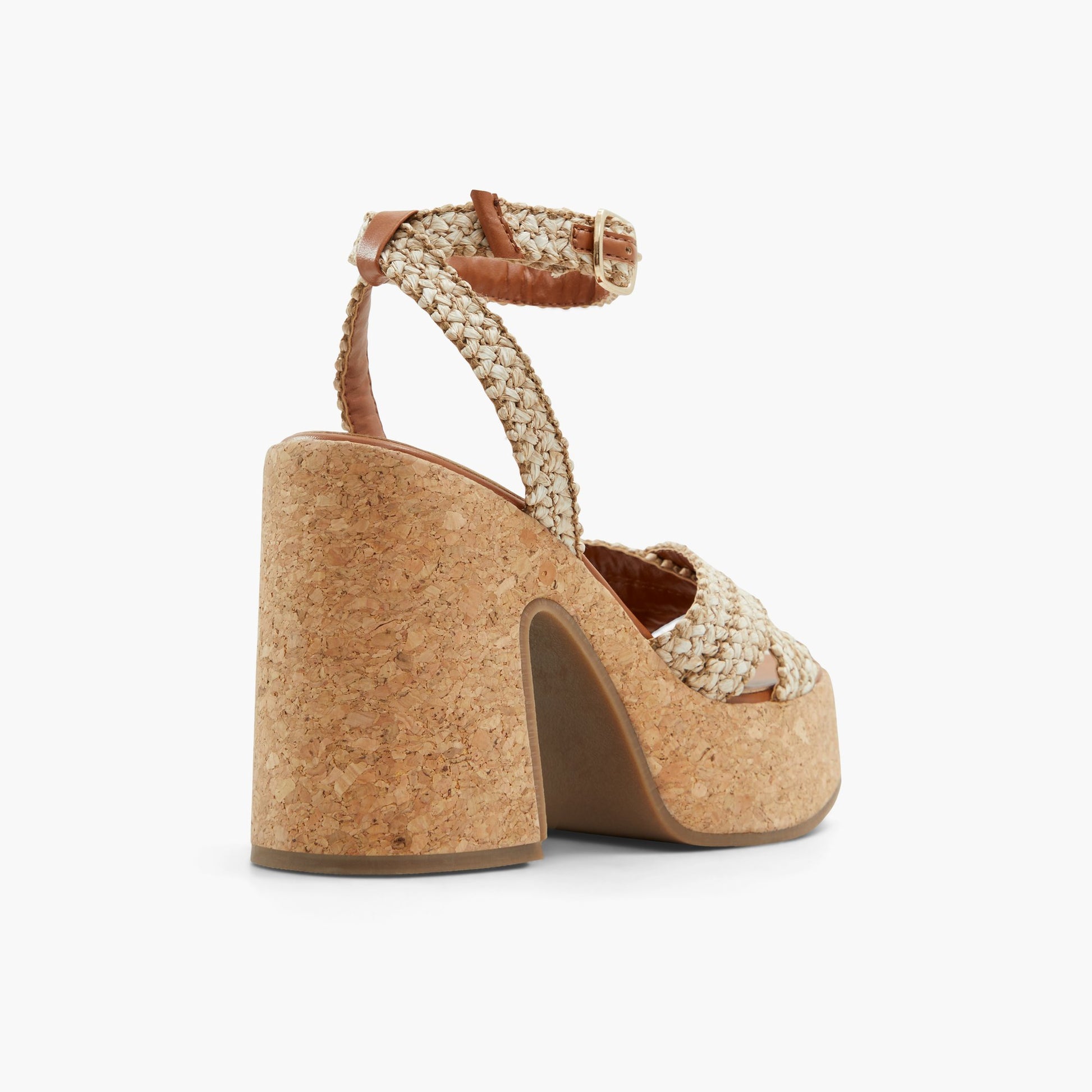 Test FR:Three-quarter angle of Naturel Alanii Sandales massives à talons hauts's back side