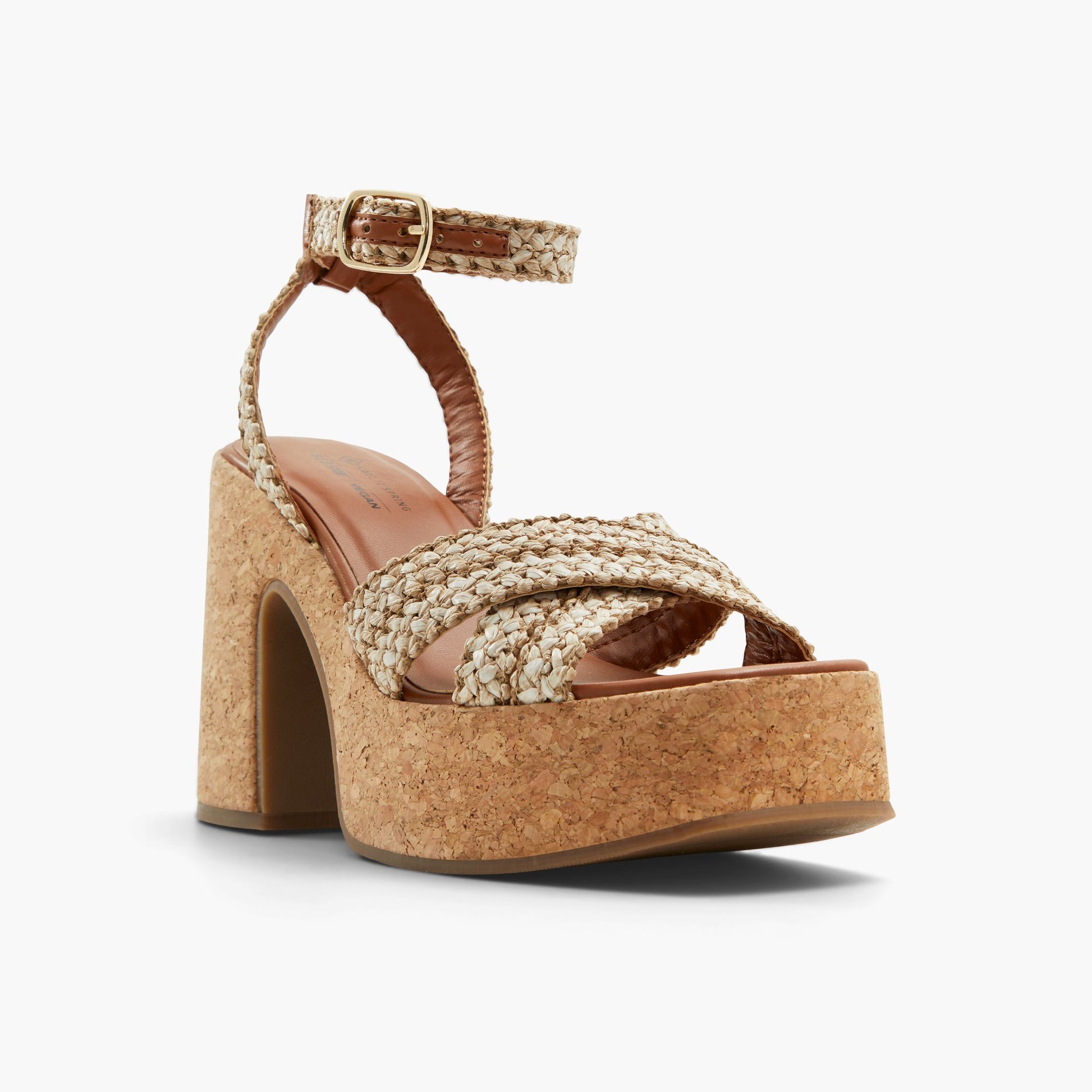 Test FR:Three-quarter angle of Naturel Alanii Sandales massives à talons hauts's front side