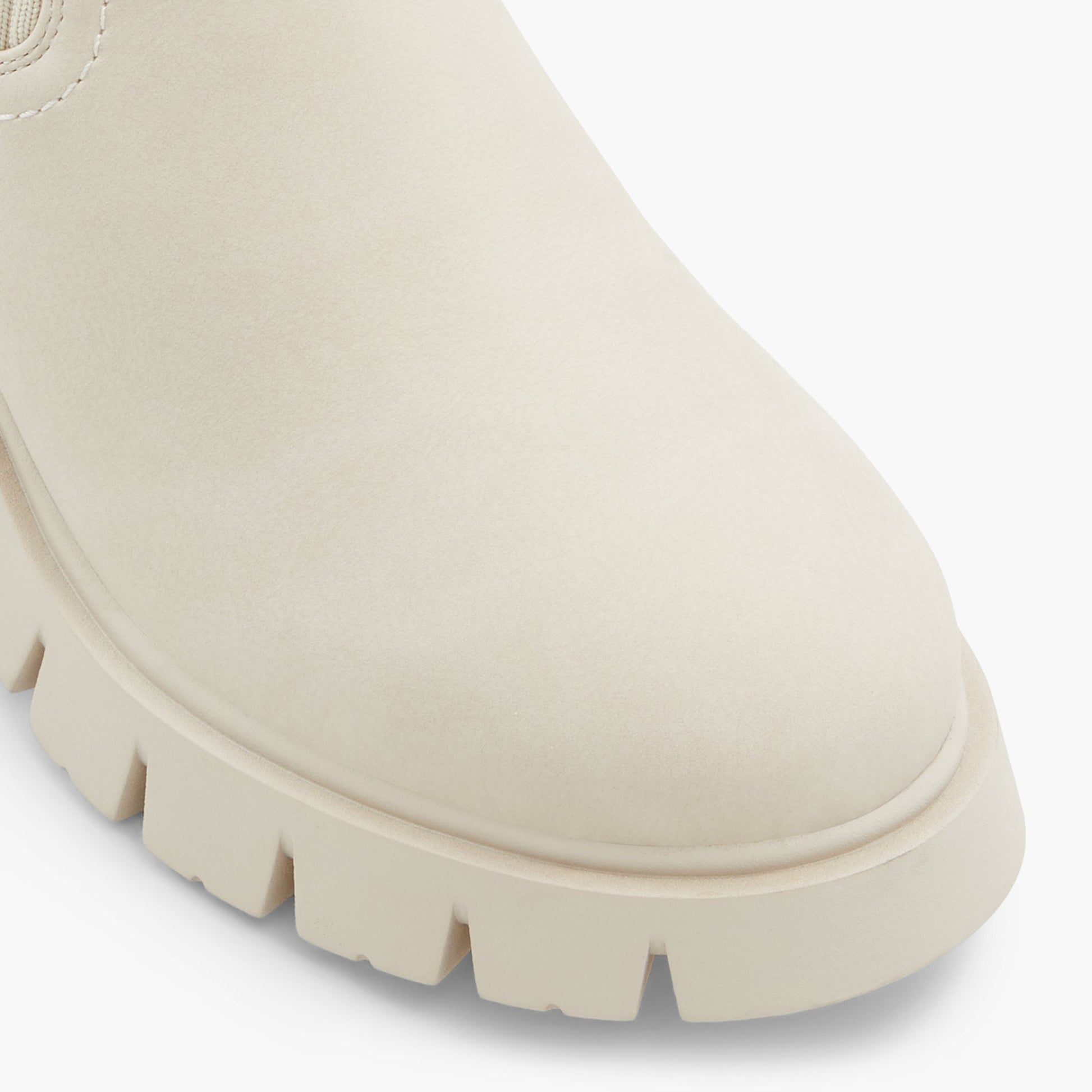 Close-up of the Light Grey Ashanti Mid-calf chunky chelsea boots