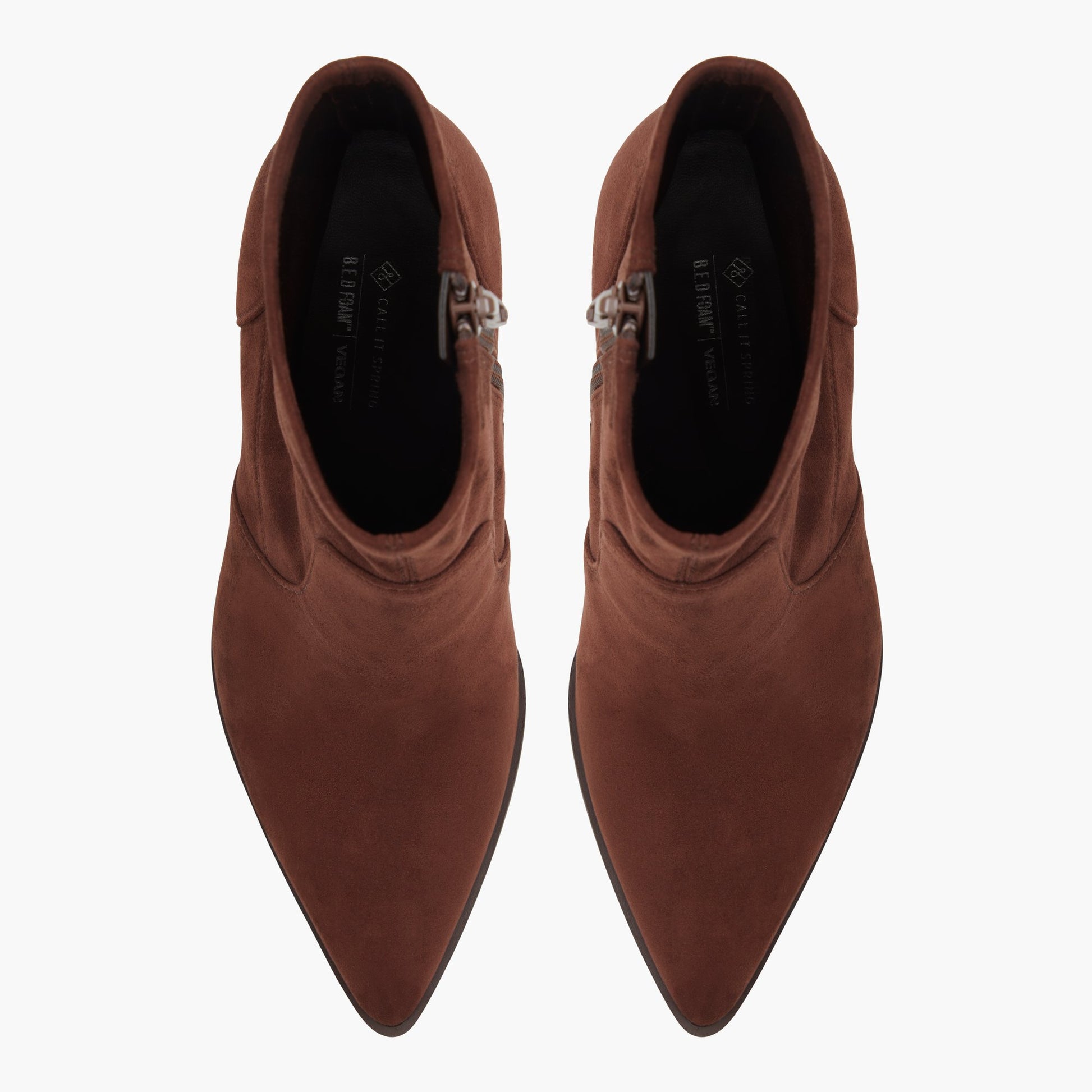 Top-down view of the Dark Brown Johannah Block Heel Ankle Boots