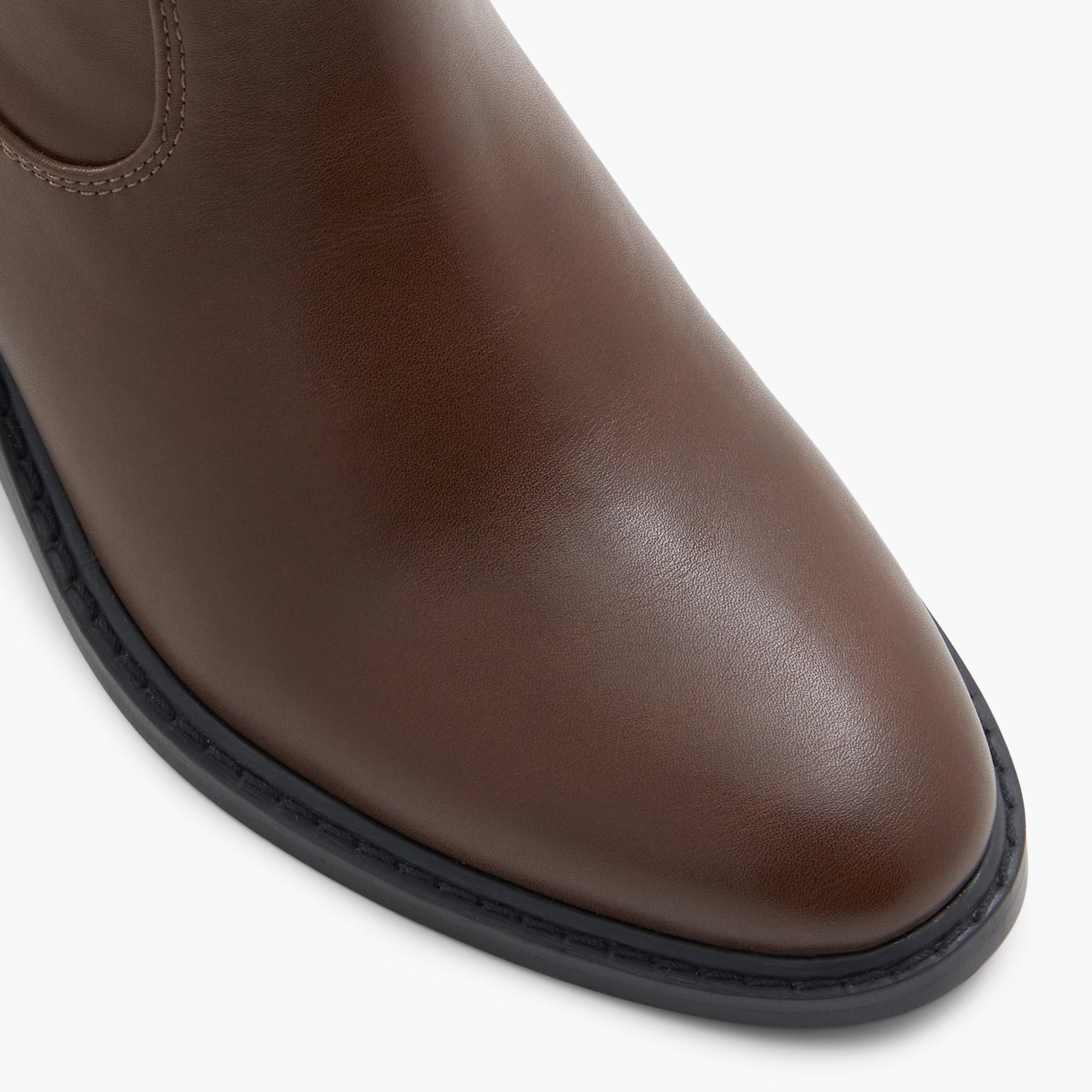 Close-up of the Brown Katt Block Heel Ankle Boots