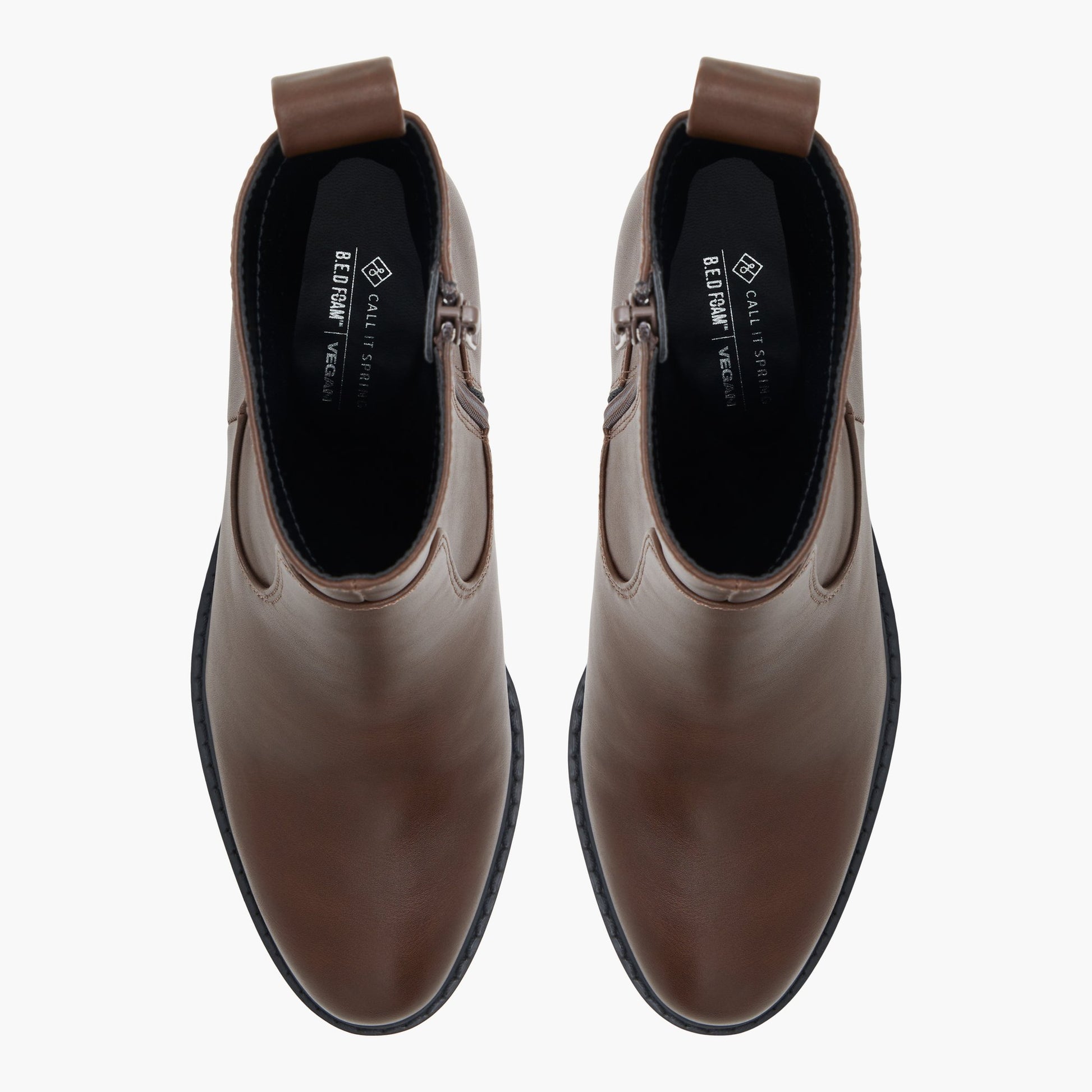 Top-down view of the Brown Katt Block Heel Ankle Boots