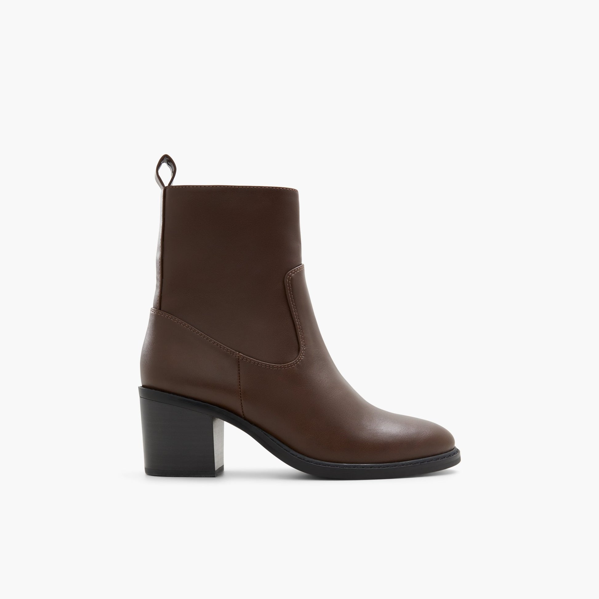 Main View of Brown Katt Block Heel Ankle Boots for Womens