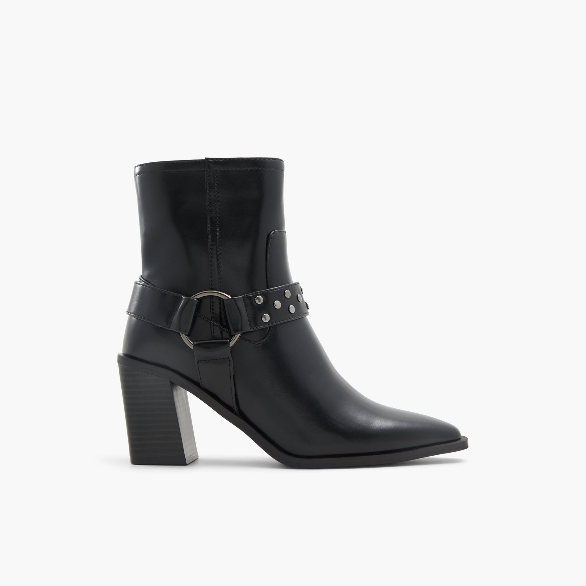Main View of Black Josephiine Western Block Heel Boots for Womens