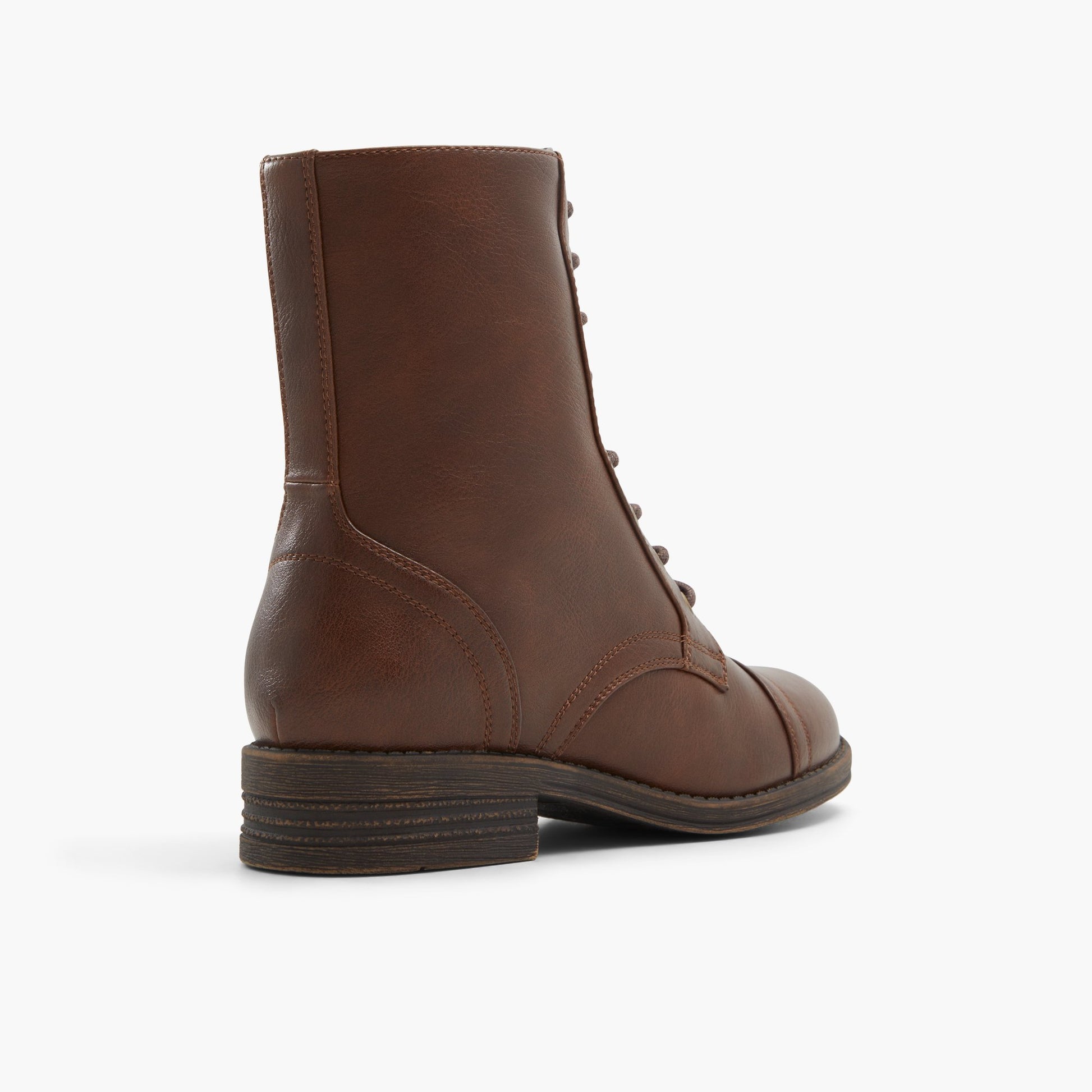 Three-quarter angle of Brown Wynonah Chunky Combat Boots's back side