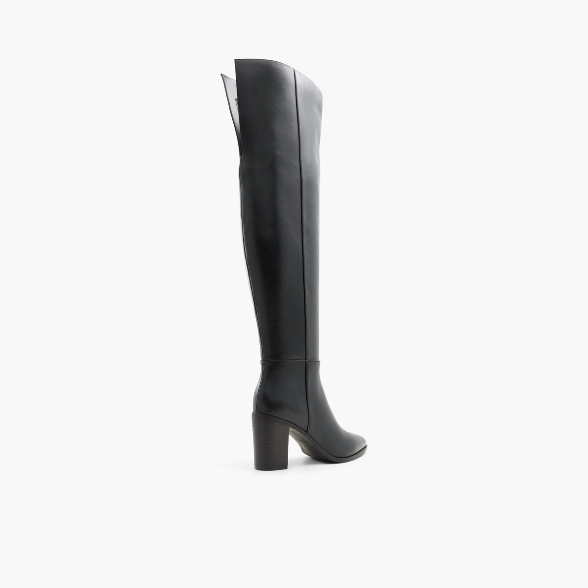 Three-quarter angle of Black Caralina Over The Knee Boots's back side
