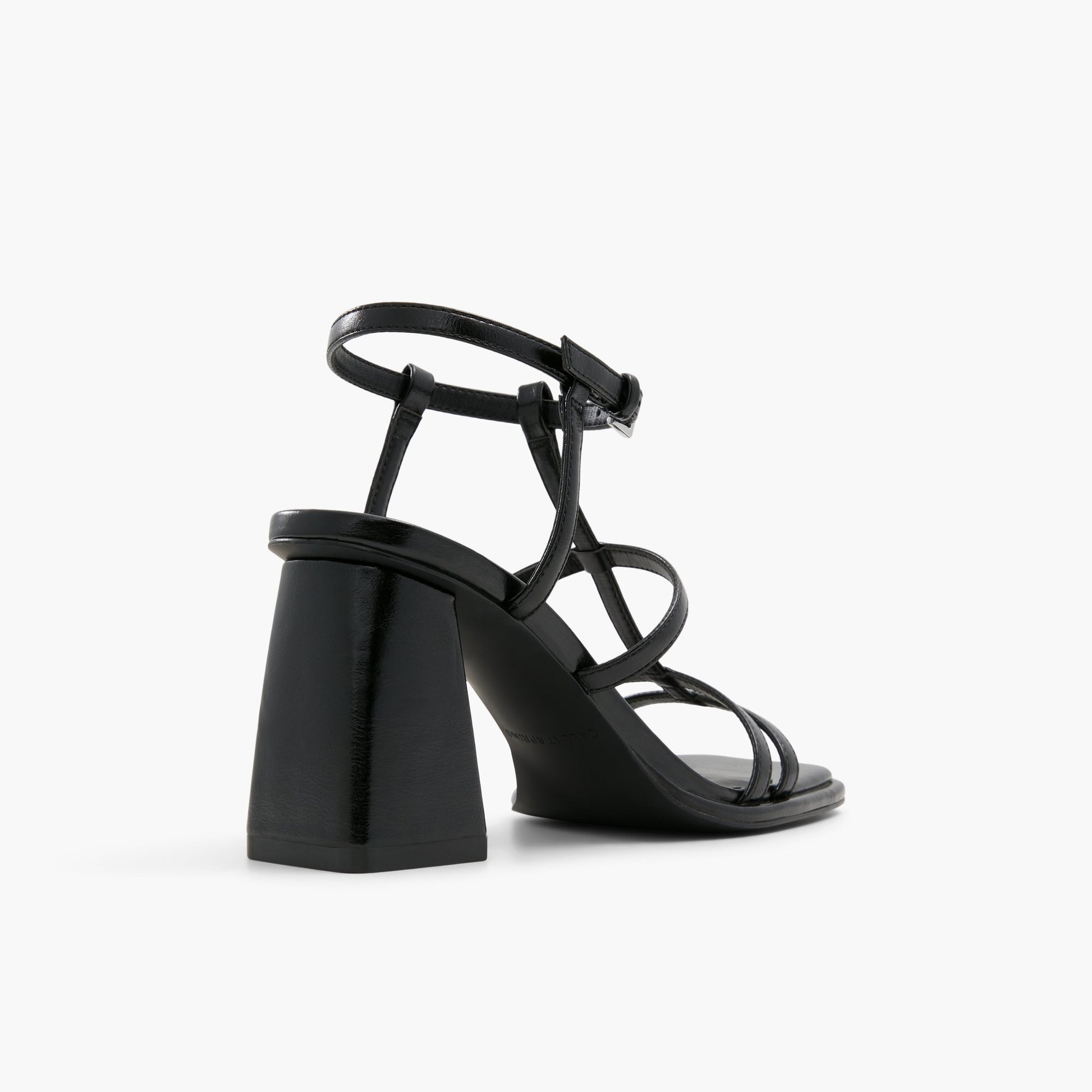 Three-quarter angle of Black Aurellia Strappy Block Heeled Sandals's back side